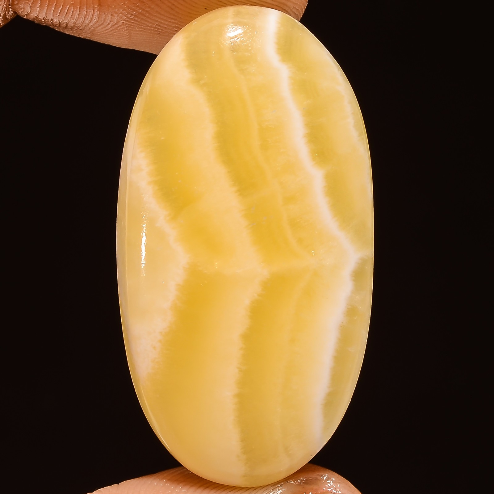 Natural Yellow Lace Agate Oval Shape Cabochon Gemstone 50.5 Ct 38X20X6mm GC35009