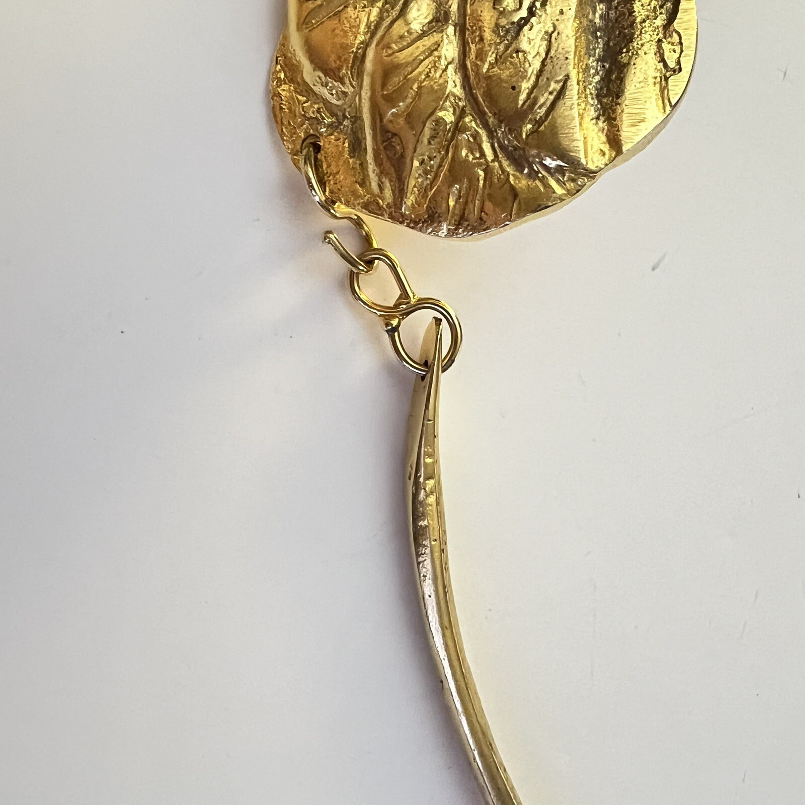 Necklace Designer Mimi Choker 10” Signed Cast Brass Floral Center Vintage