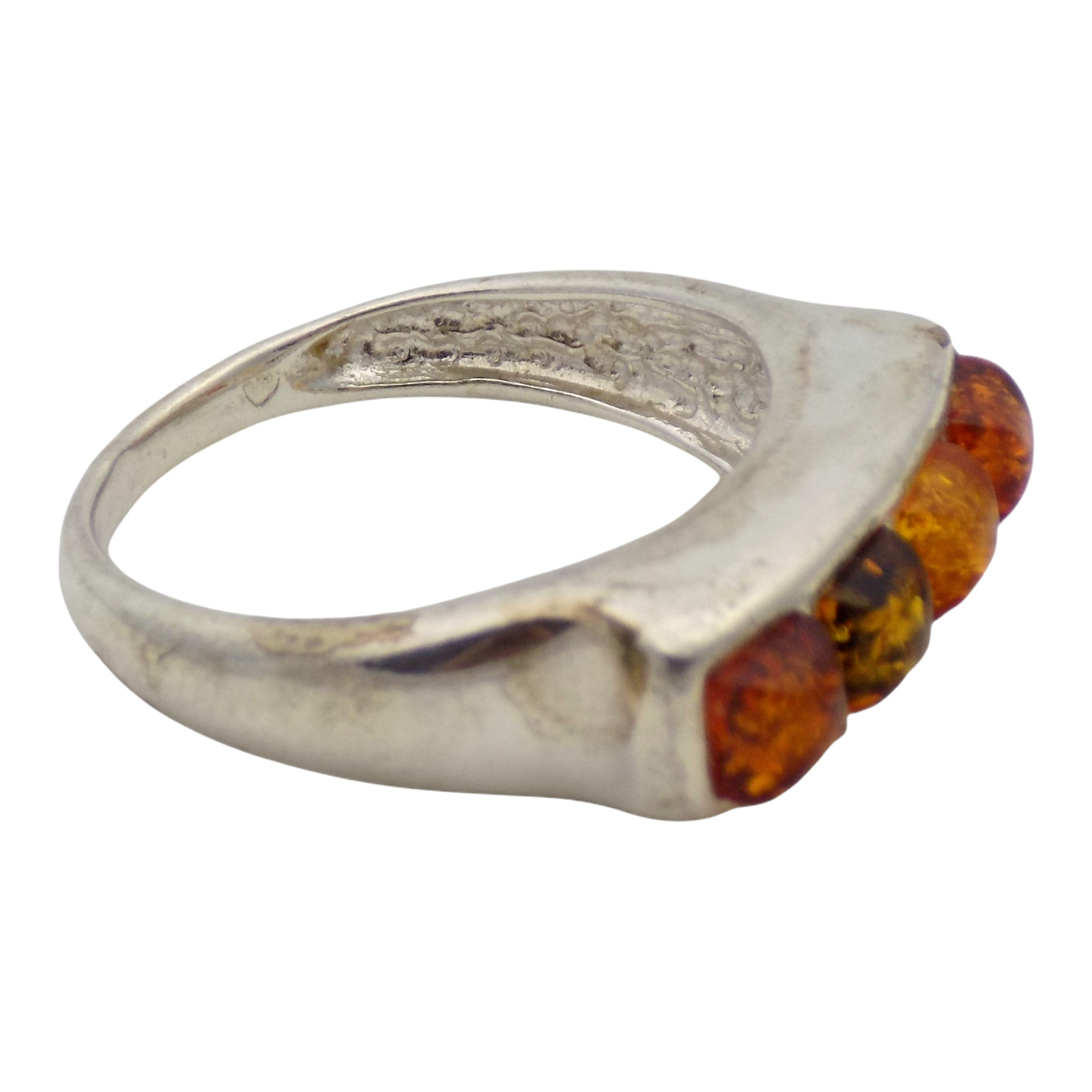 SIGNED STERLING 12.3MM MULTICOLOR BALTIC AMBER SIZE:9 RING 5.1GR #3115