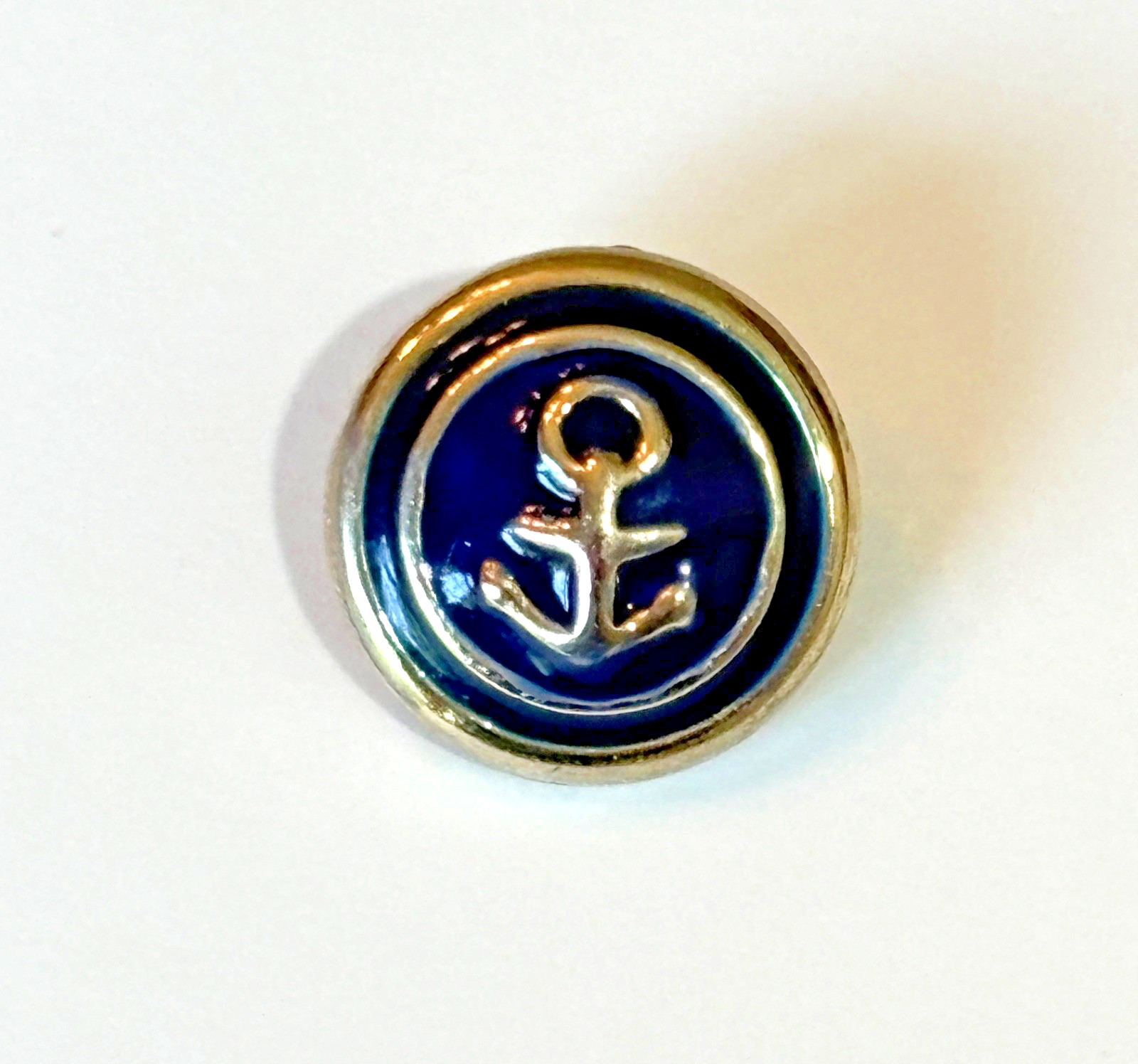 VTG Navy Blue Enamel Nautical Anchor Choker Necklace & Pierced Earrings Sailing