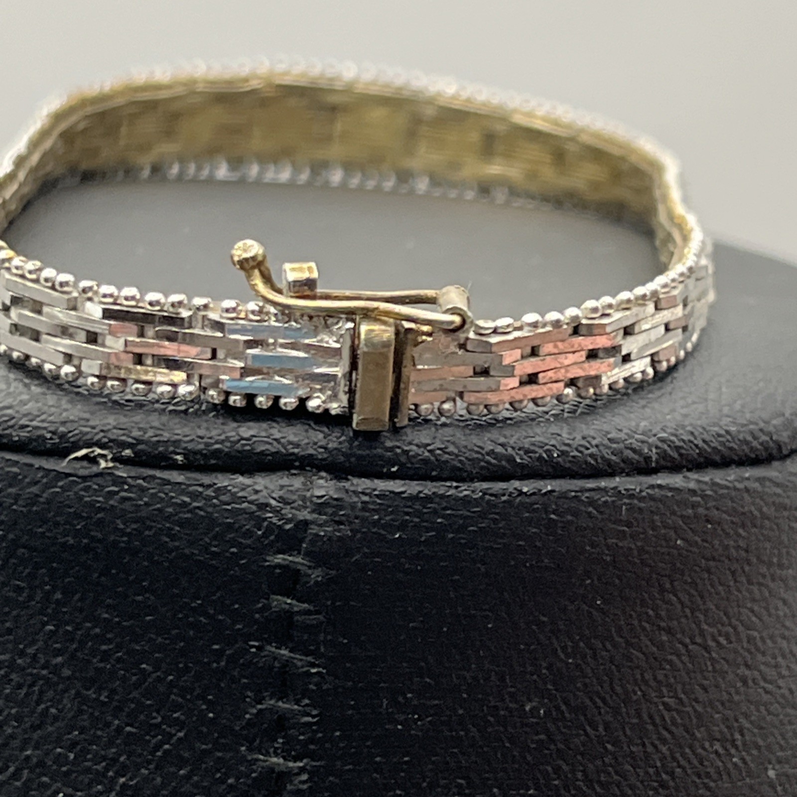 Vintage Milor Style Italy 925 Sterling Silver Gold Two Tone Bracelet 7″ 11.9g