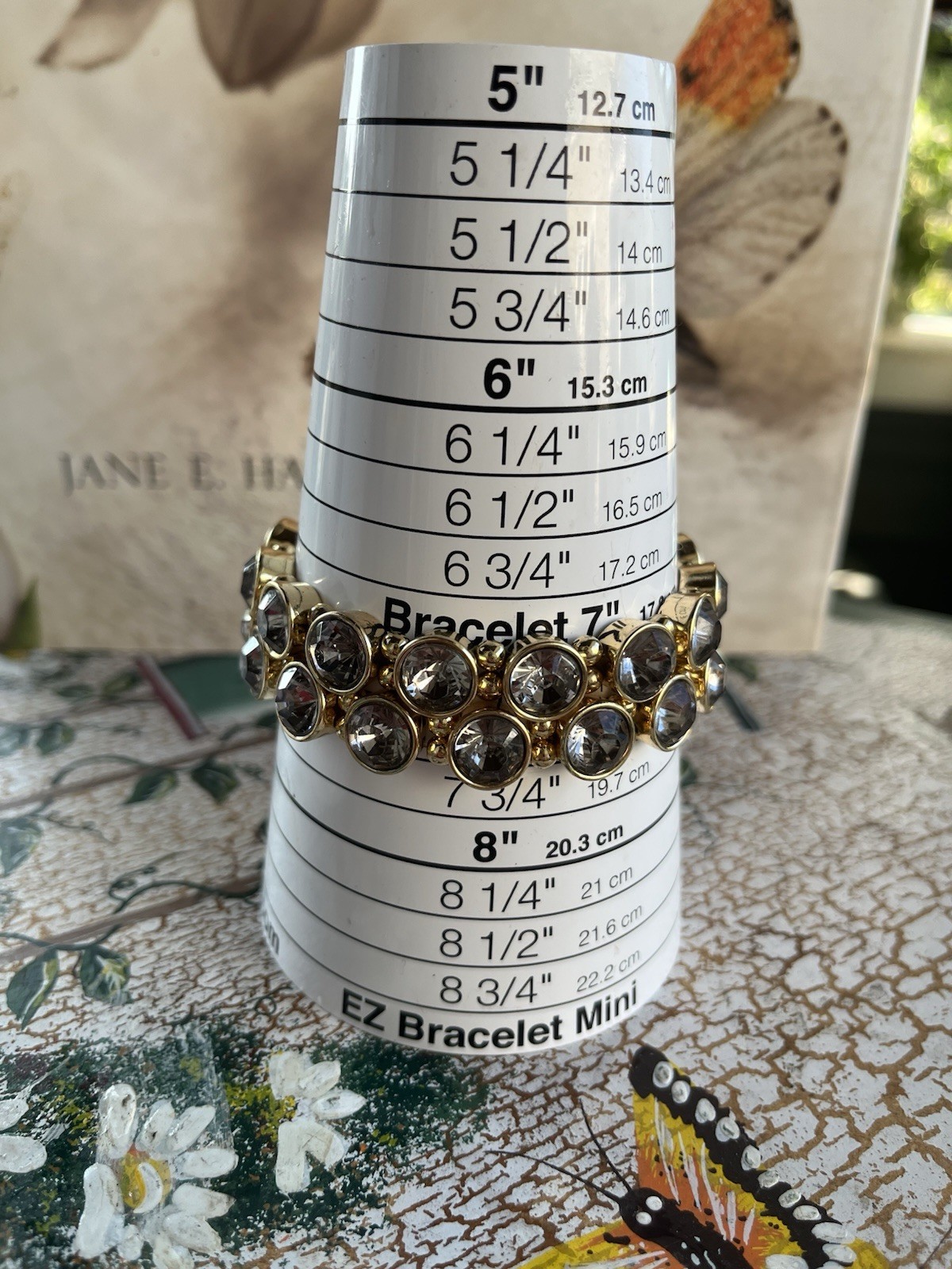 Two Stretch Bracelet Beaded Smoke Clear Gold Tone 7” Ish