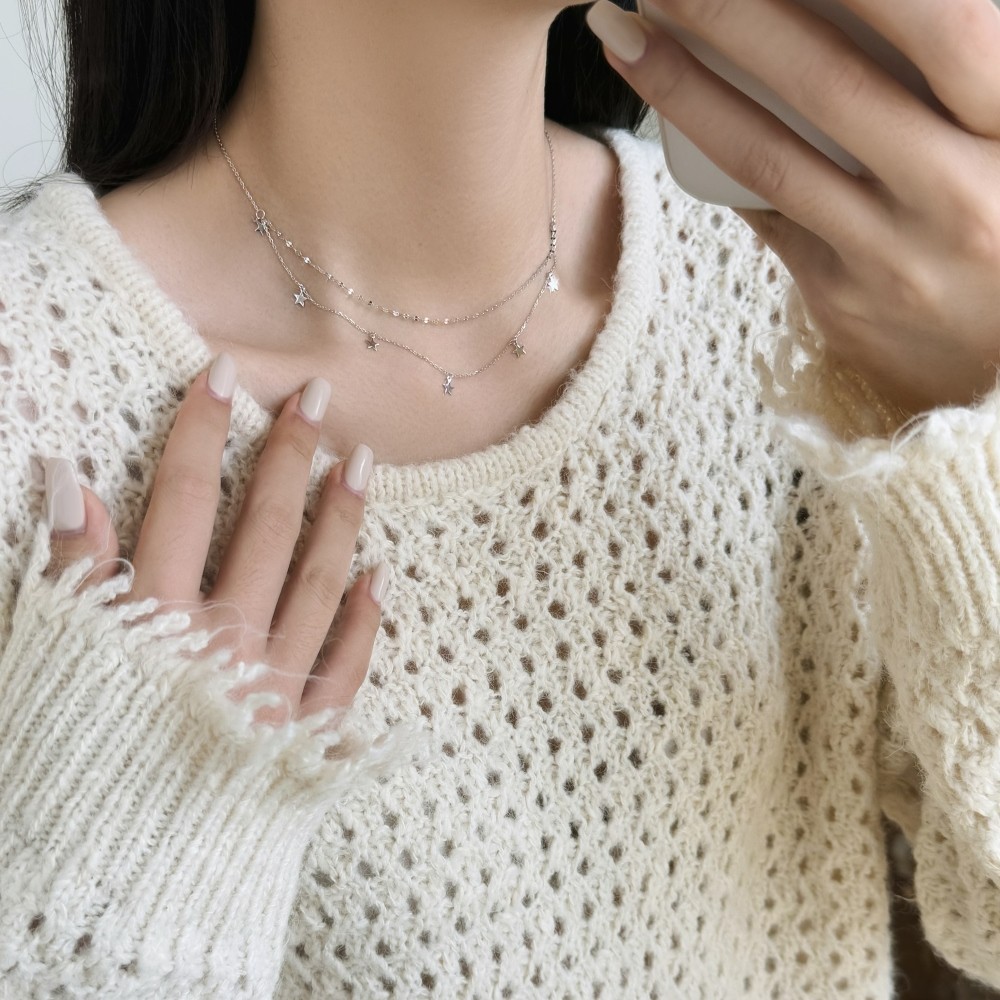 Minimalist Design Fashion Jewellery Double Layer Link Chain 18k Gold Plated