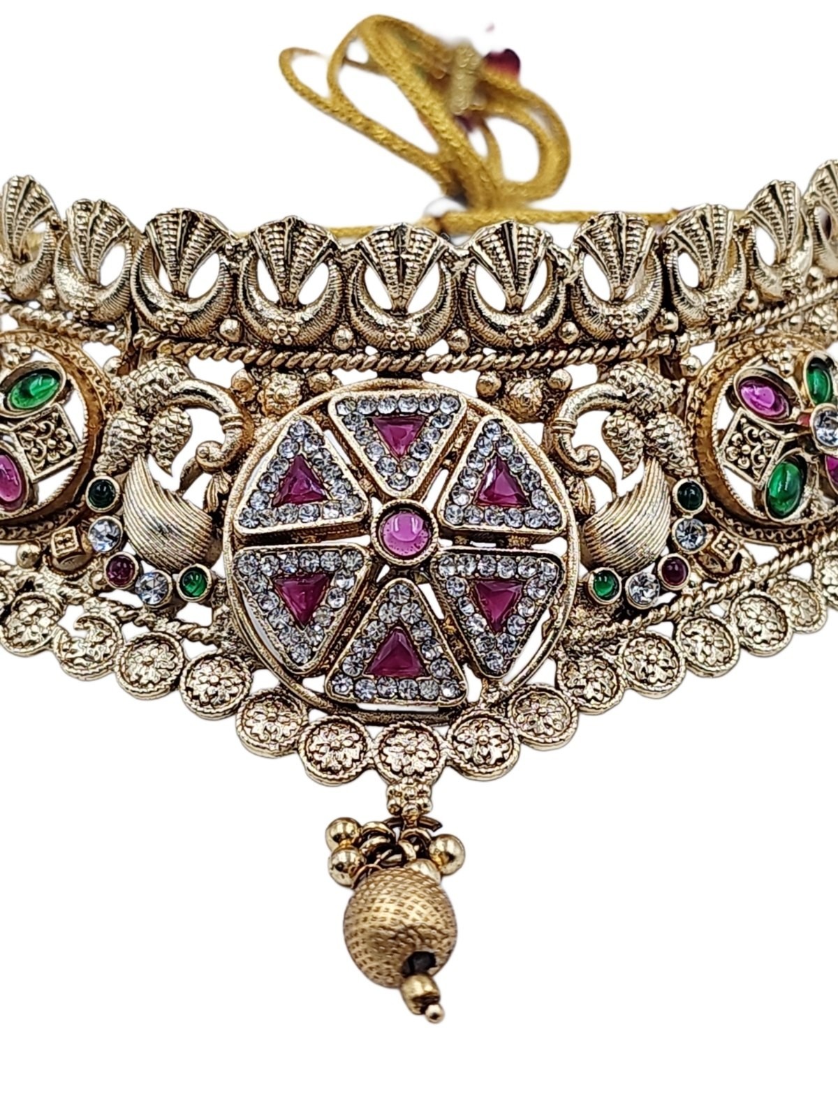 Indian Bollywood Kundan Choker Necklace Earrings Maang Tikka Bridal Jewelry Set