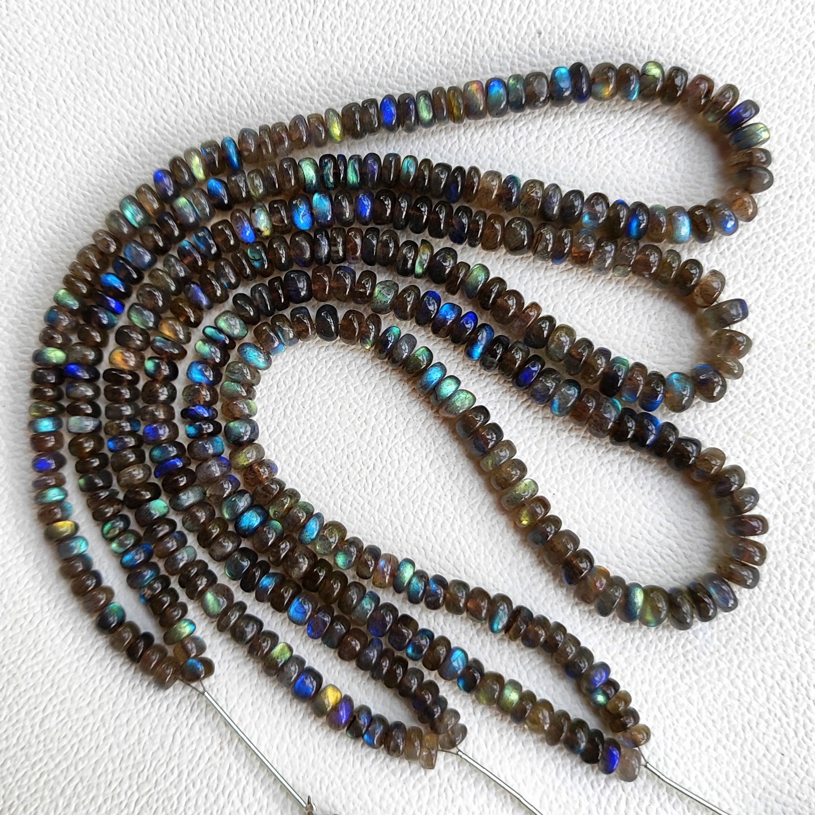 6-7mm Smooth Rondelle Labradorite Rainbow Fire 16.5″ Strand Beads India Gems