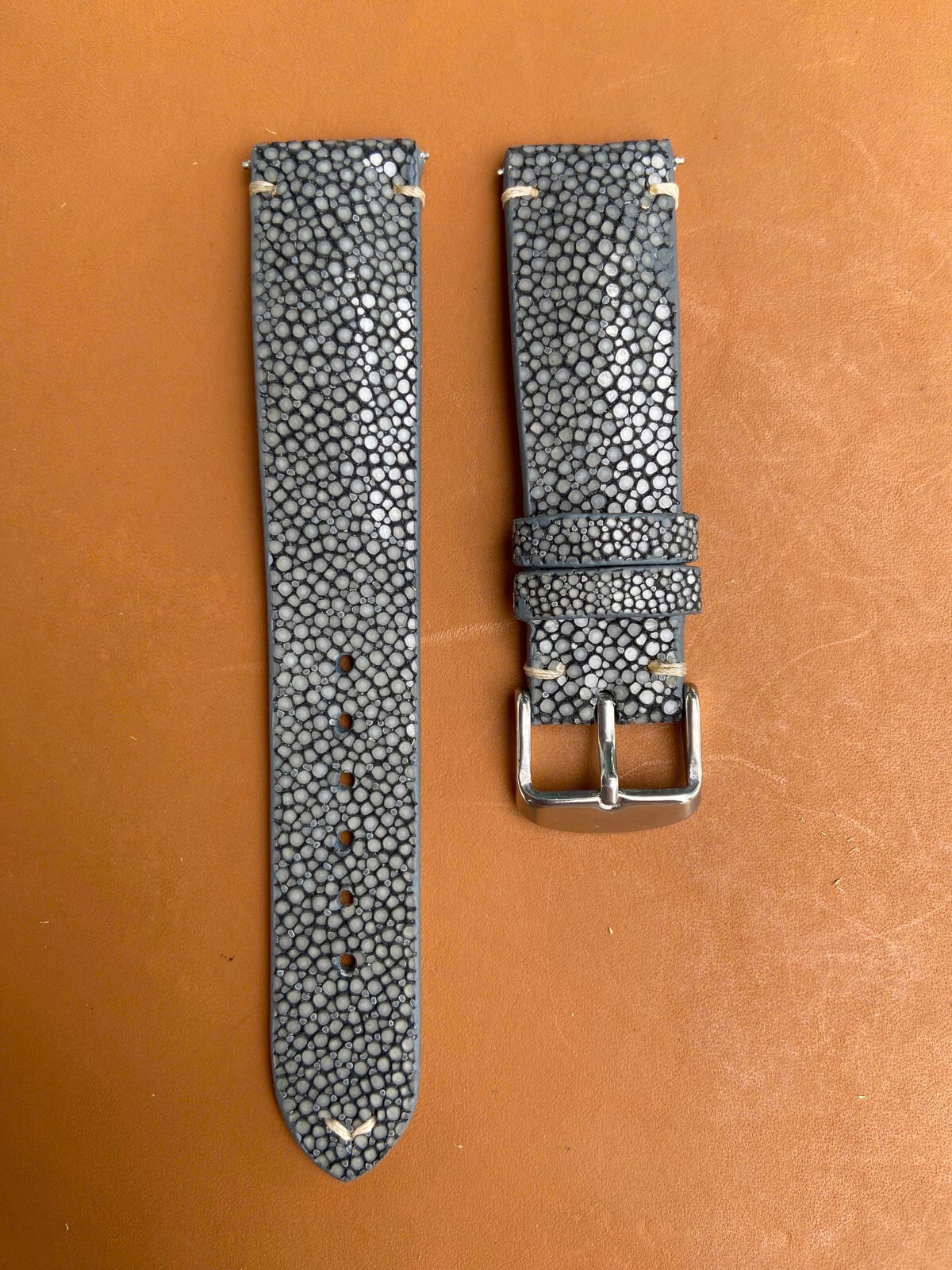 Gray Stingray Leather Watch Strap Band, Size 18mm 19mm 20mm 21mm 22mm 24mm 26mm.