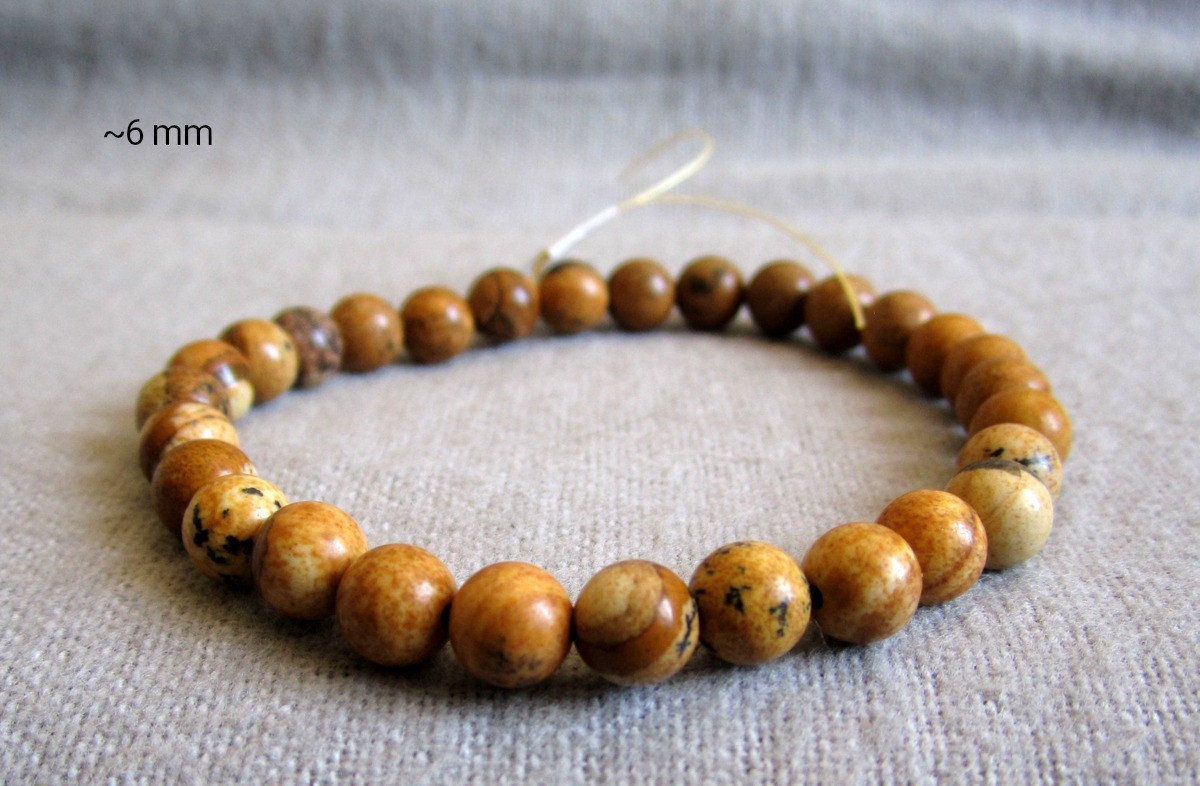 Landscape Jasper Bracelet • Approx Ø 6 and 8mm / Approx 15-23cm • Elastic