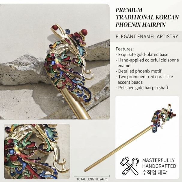 Korean Traditional Hair Stick Gold Dragon Design Elegant Hanbok Hair Accessory’