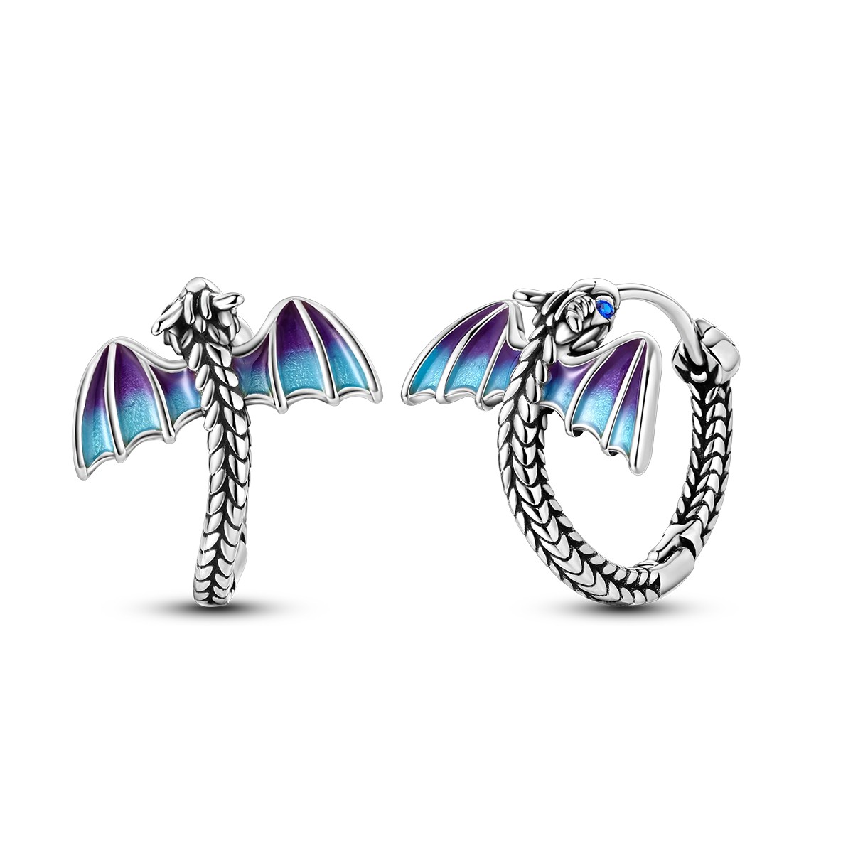 LAZA 2026 European Women 925 Sterling Silver Hoop Earrings Enamel Dragon Jewelry