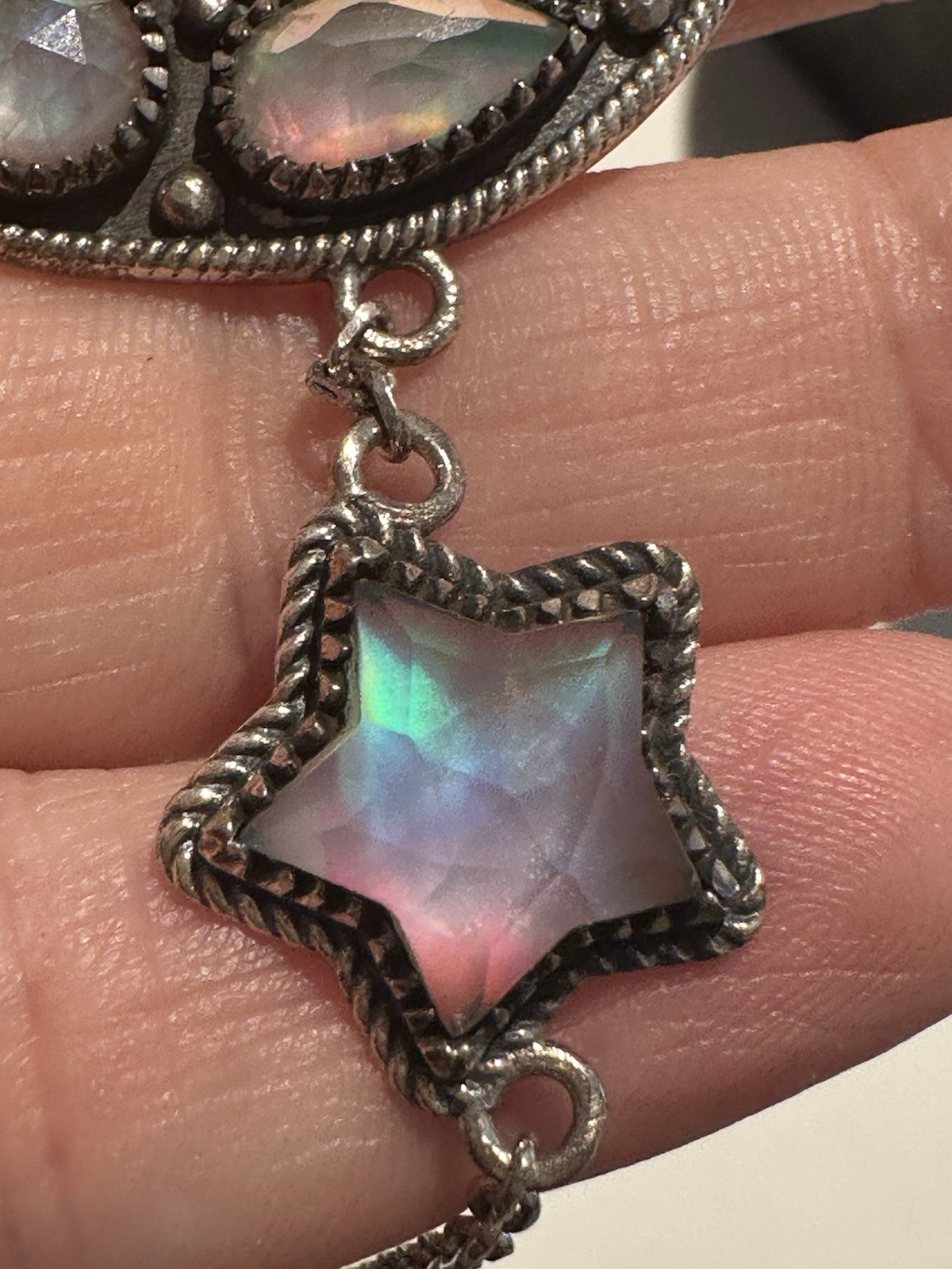 Krush Kandy Boutique Sterling Bracelet Horseshoe With Rainbow Moonstone New