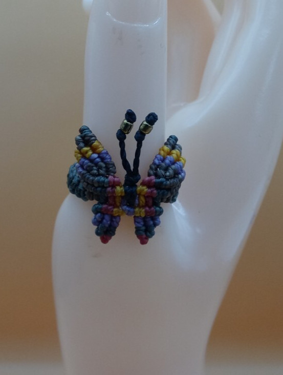 Women’s Ring Woven Macramé Thread Butterfly Design