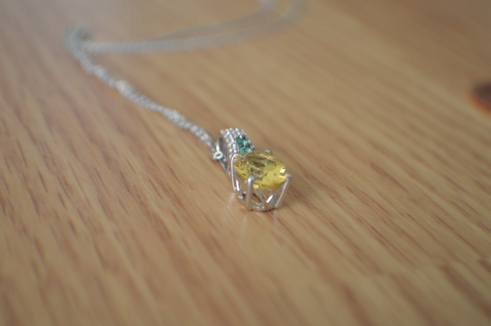 1.90ct AAAA Heliodor / Multi Gem Pendant w/20″ Chain in Rhodium over Fine Silver