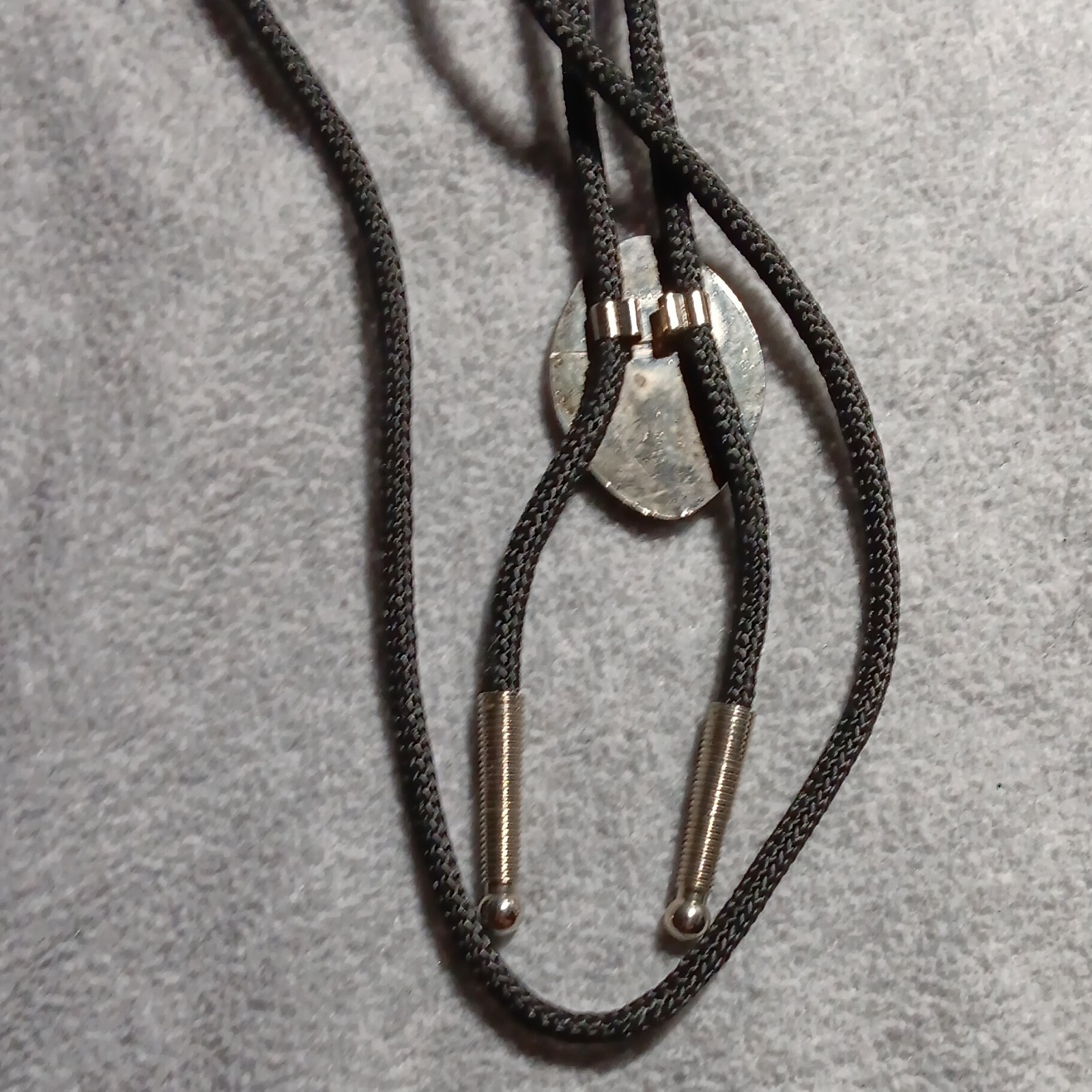Men’s Western Bolo Tie Black Cord Oval Blue Mother of Pearl/Abalone Slide