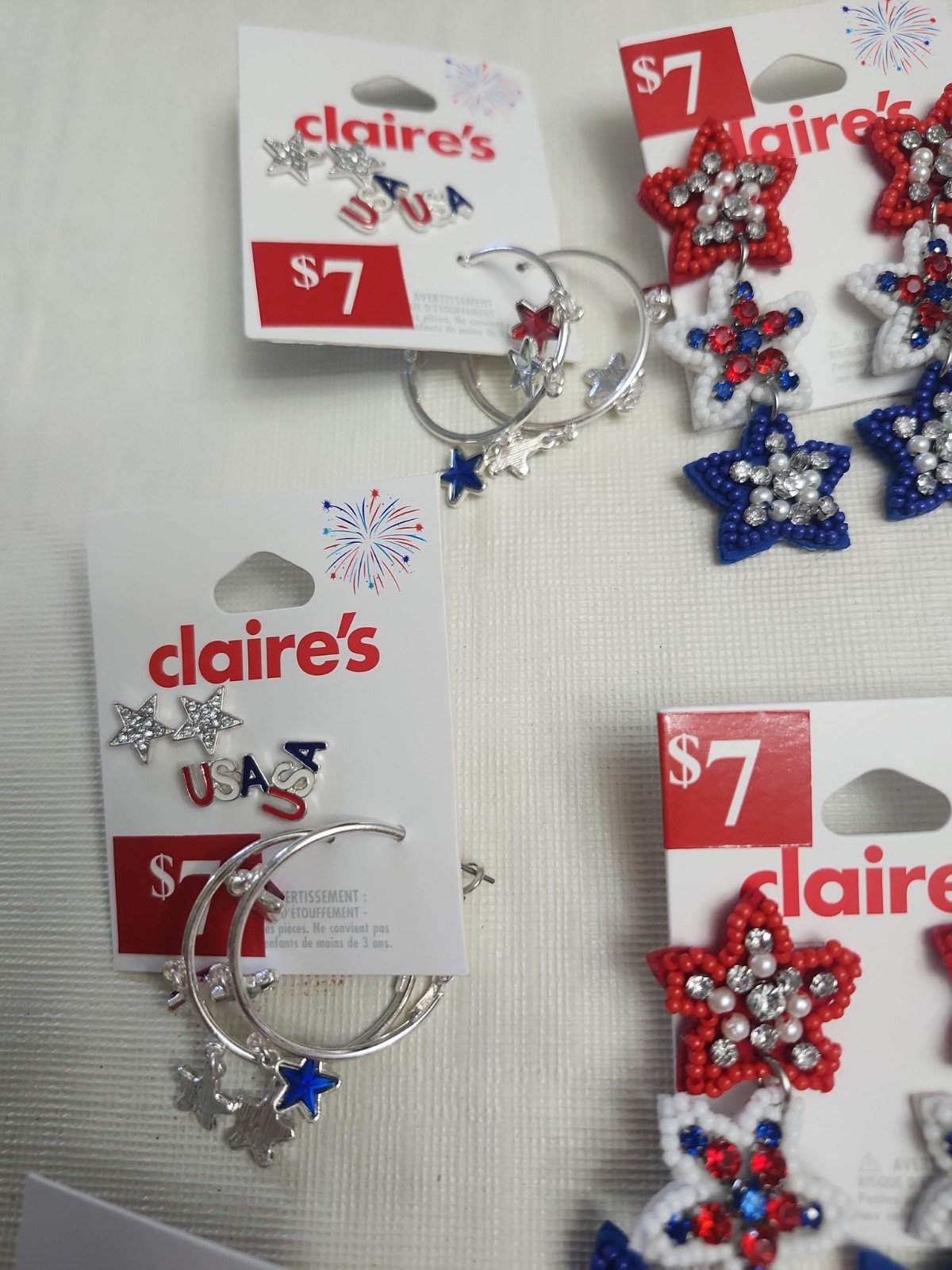 Claire’s Earrings Pierced. LOT OF 18. Fourth Of July Theme.