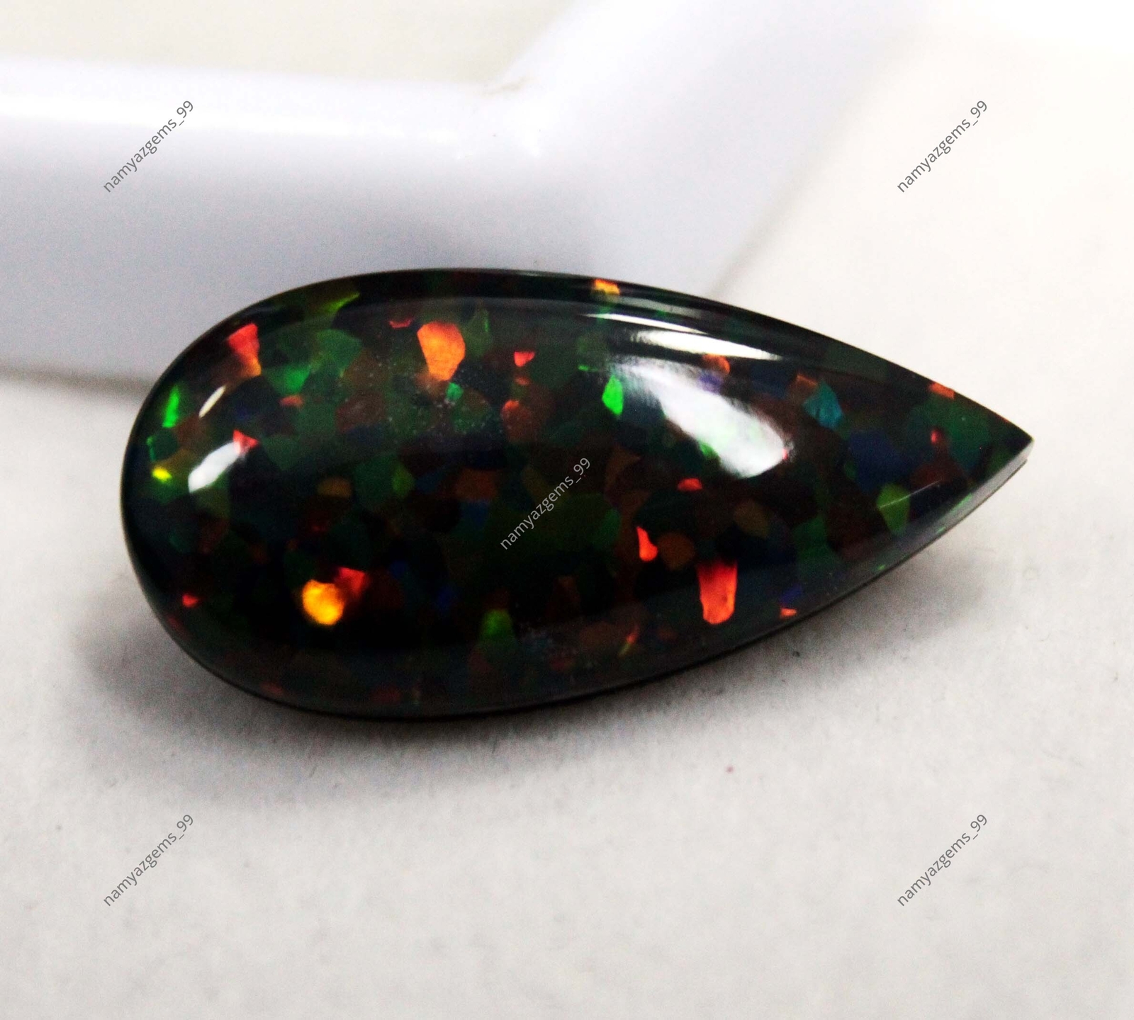 11.70 Ct Australian Natural Fire Opal Doublet Black Shine Certified Gemstone