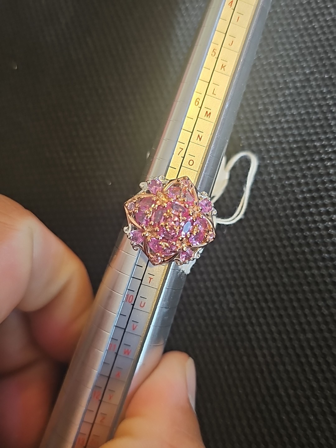 Gems En Vogue 5.12 Ctw Palladium Silver Multi Stone Pink Sapphire Ring Size 8