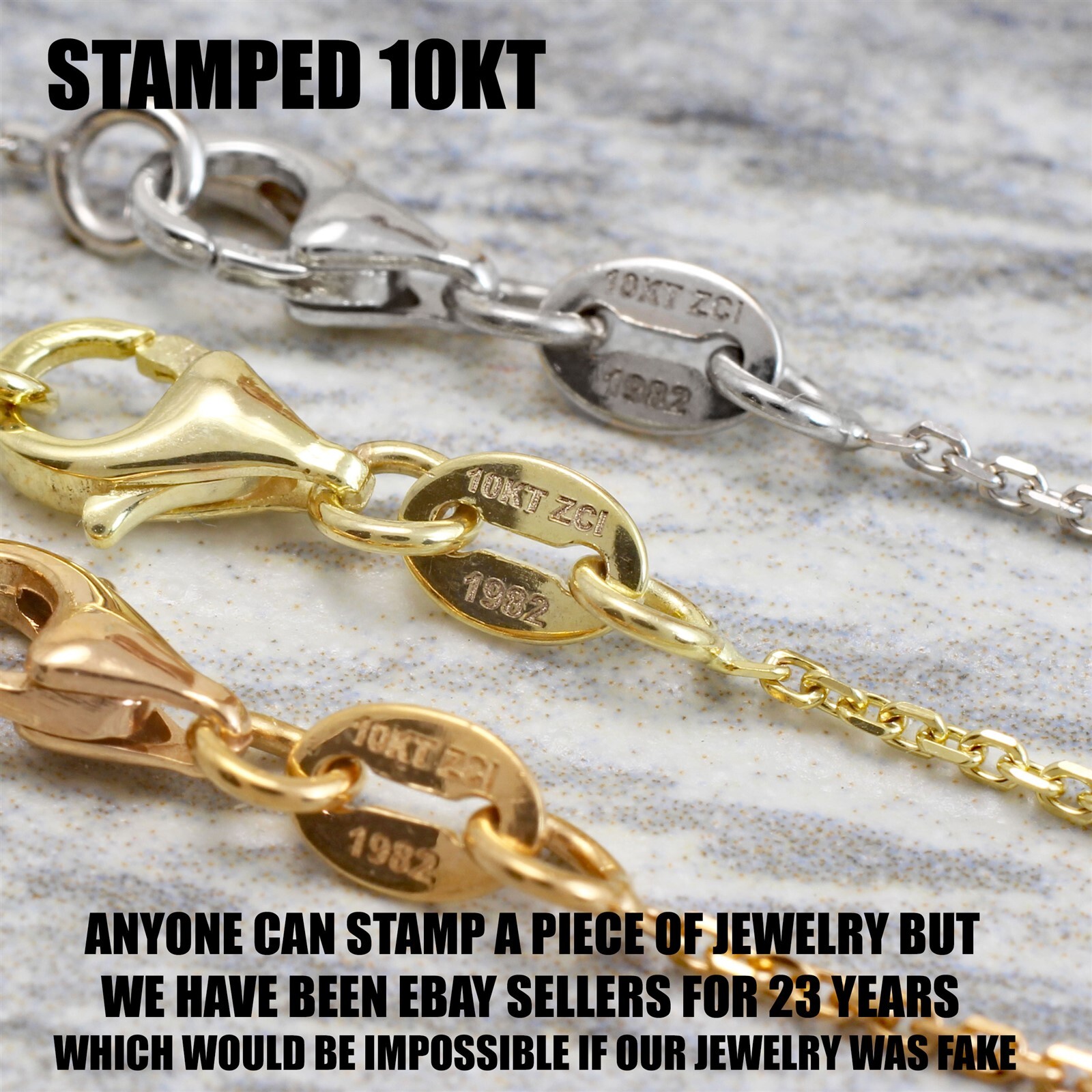 Guaranteed 10K or 14K Yellow White or Rose Gold 1mm Cable Rolo Chain Necklace