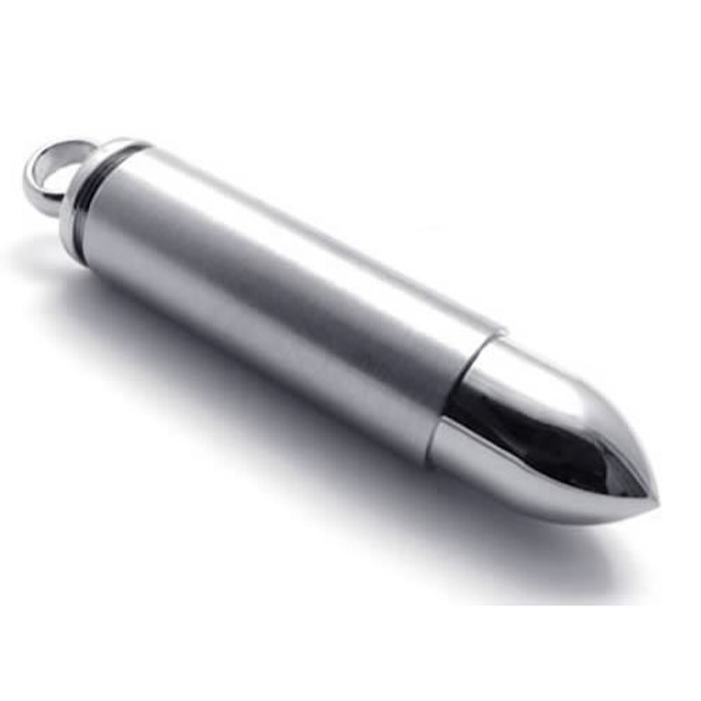 Mens Stainless Steel Open Bullet Pendant Necklace Pill Case Holder Male Jewelry