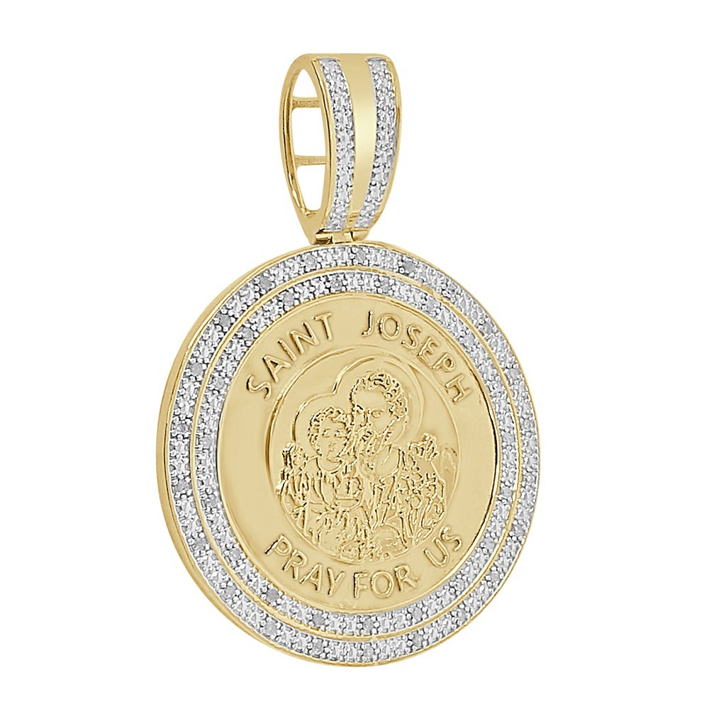 Real Genuine Authentic Natural Diamonds Saint Joseph Charm Pendant Medallion