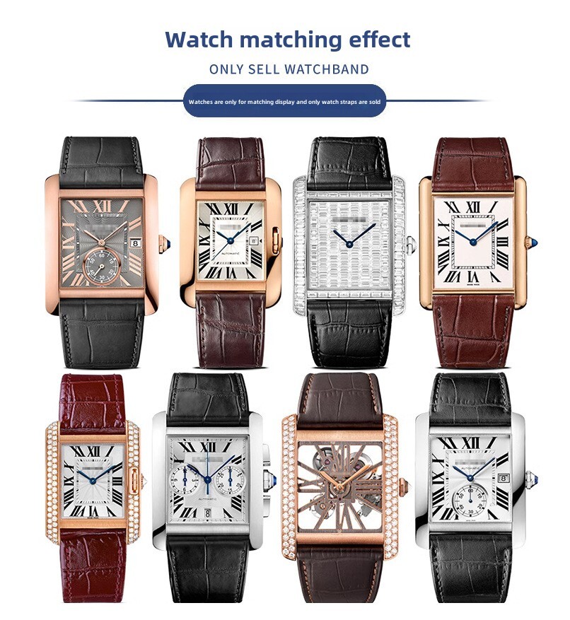 Single Ended Genuine Leather Watch Band Strap for Ctier 16 17 18 20 22 23 25mm