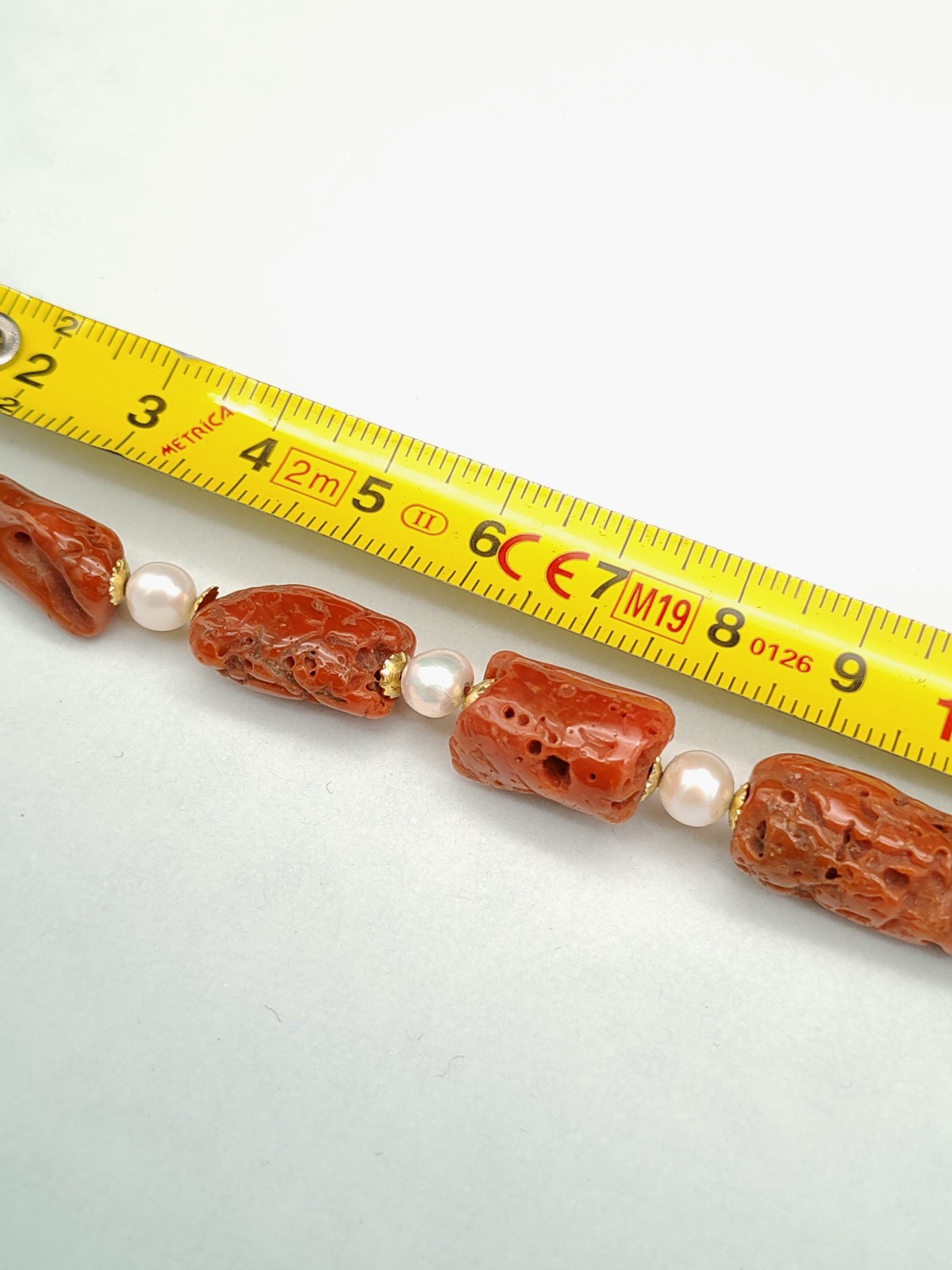 Women’s Red Coral Sardinian Bracelet Natural Real Pearl Silver 925 Gold Plac