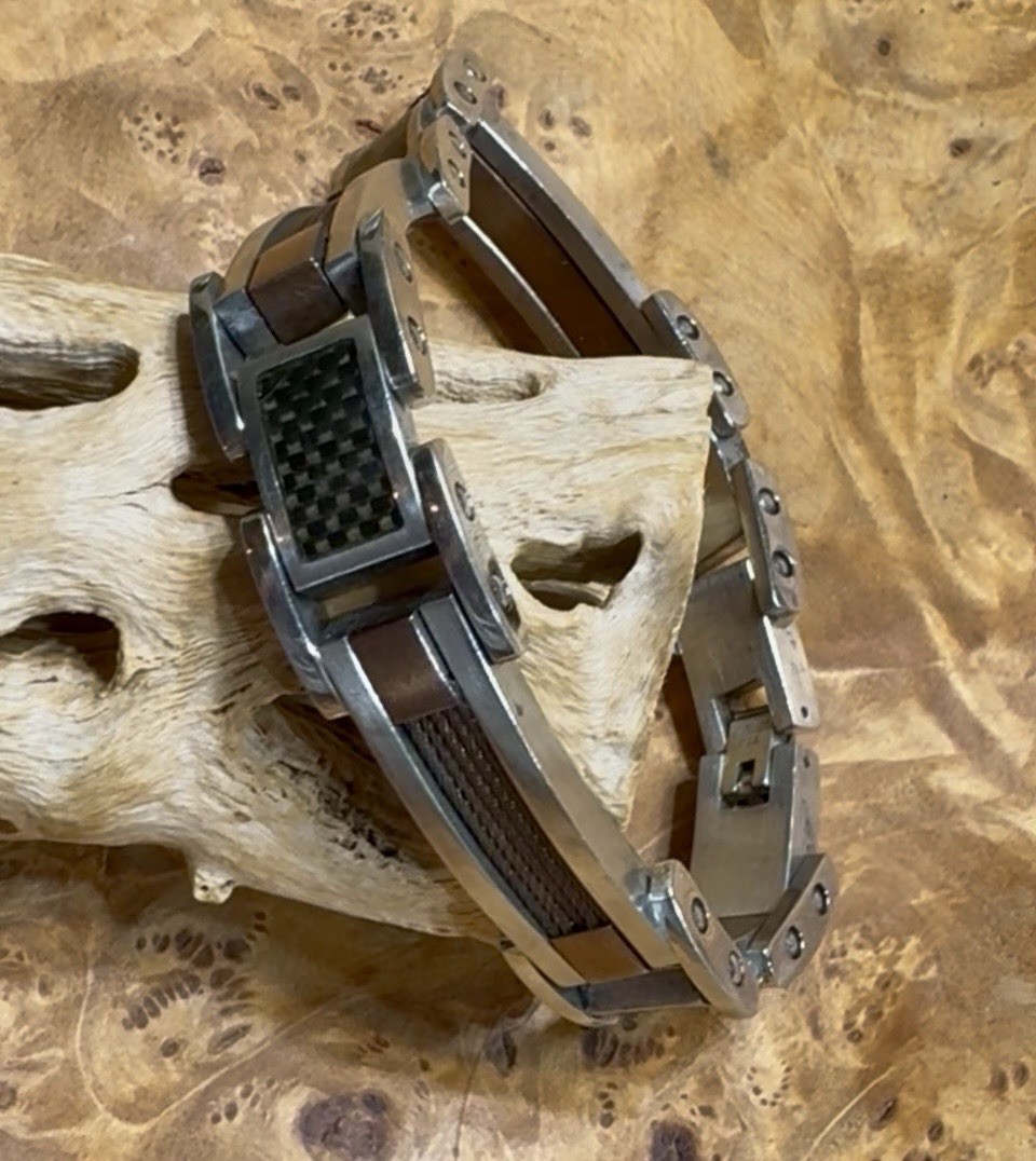 Stainless Steel RCI Cable Carbon Fiber & Copper 8.5” Men’s Bracelet Look