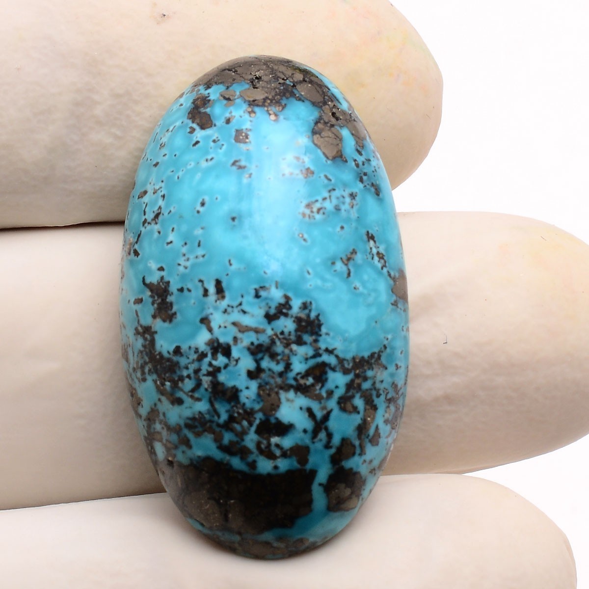 60.00 Cts Natural Persian Turquoise 32mmx18mm Oval Cabochon Untreated Gemstone