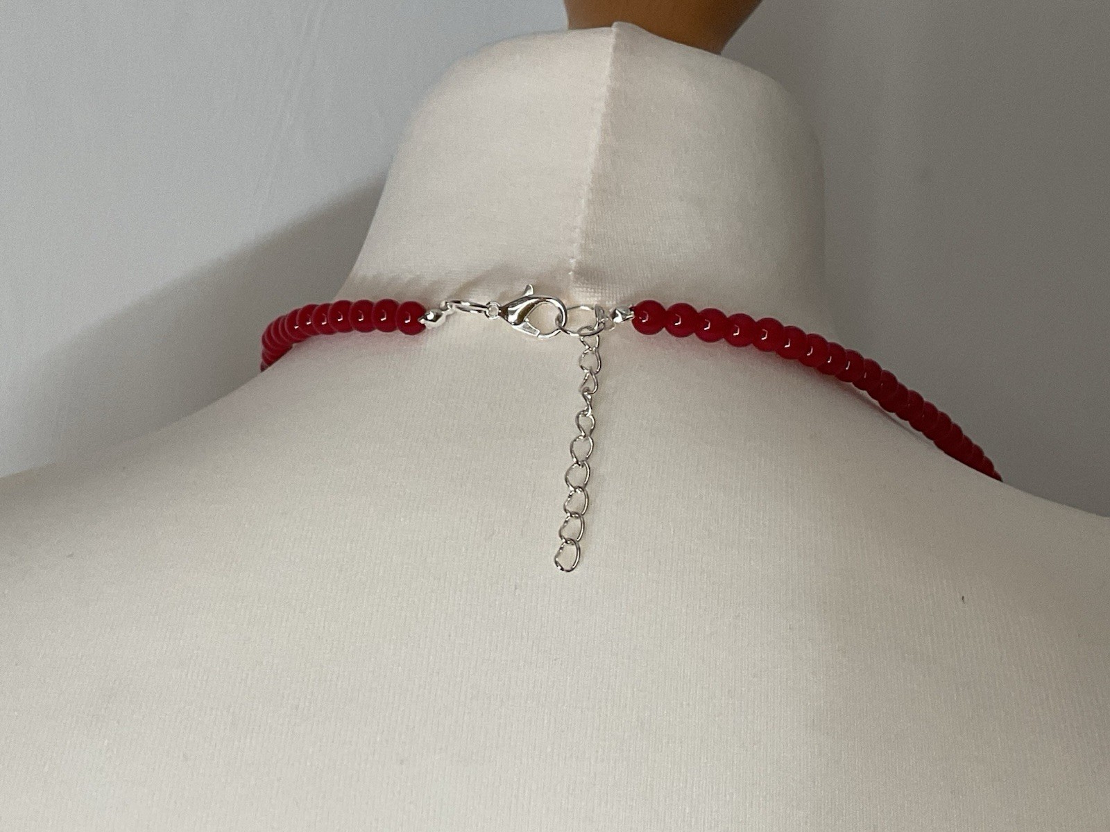 Long Dark Red/Burgundy Beaded Necklace