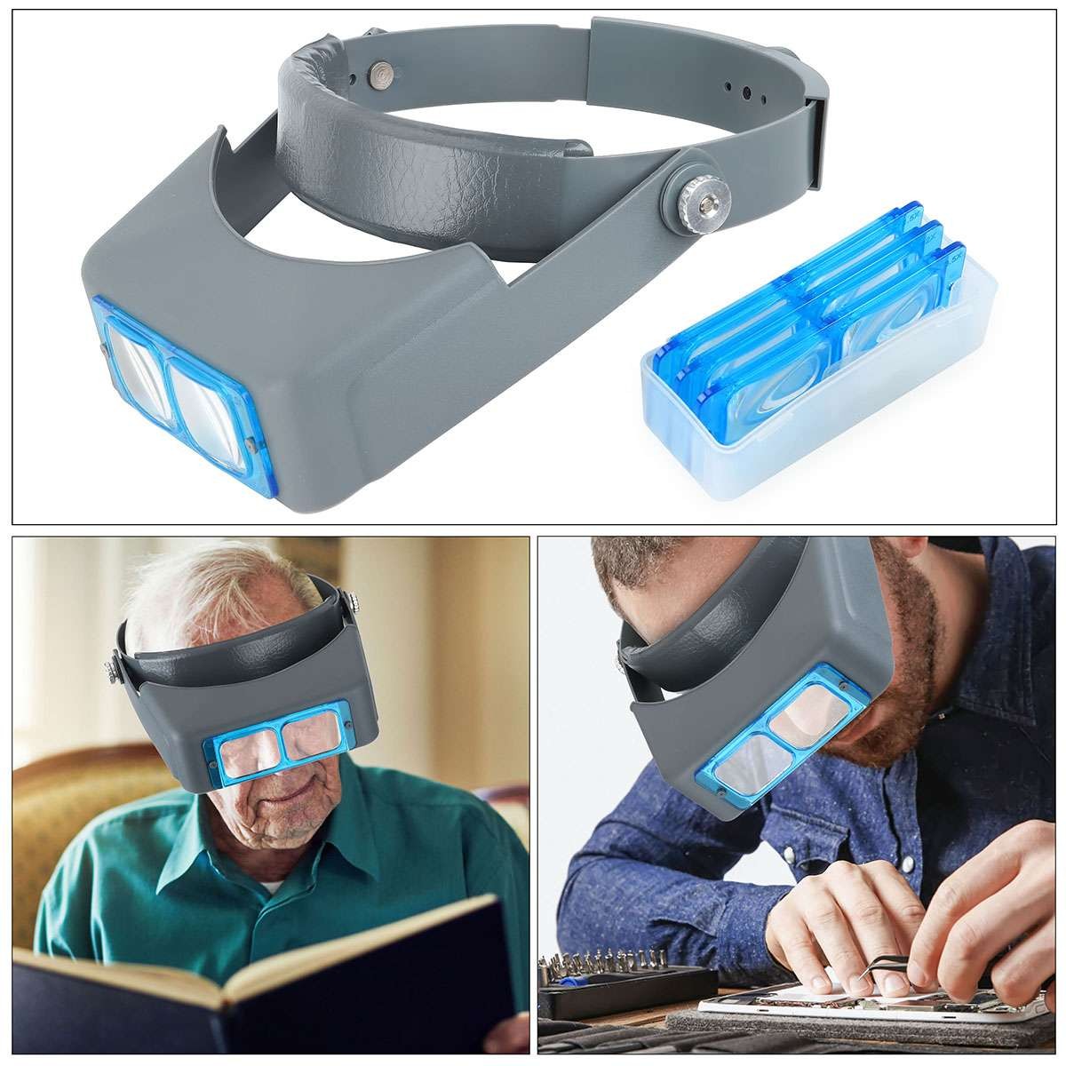 Jewelers Head Headband Magnifier LED Illuminated Visor Magnifying Glasses Loupe