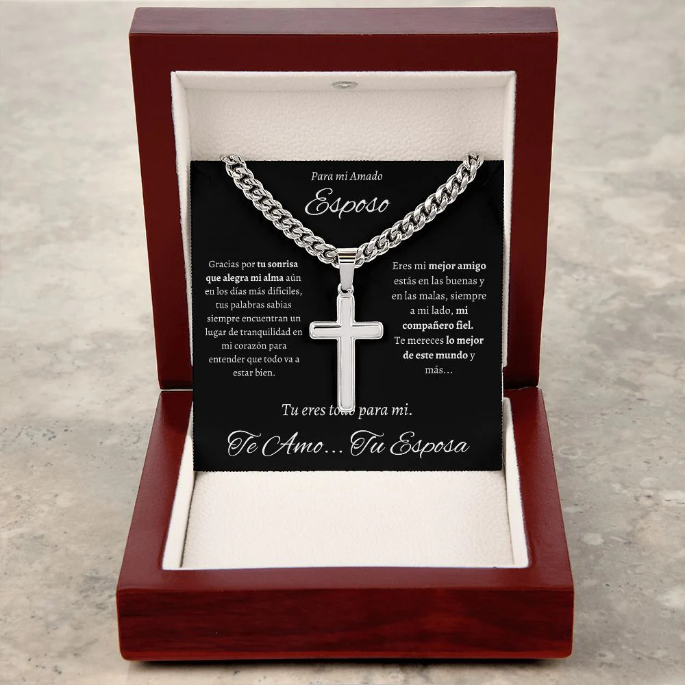 Regalo Para Hombre Collar Cadena Estilo Cubana Con Cruz Artesanal Para Hombre En