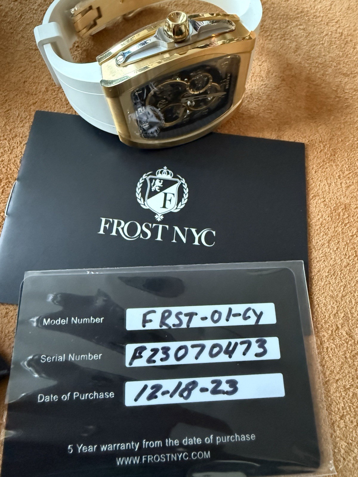 FROST NYC Evolution Auto Skeleton Sport Gold PVD| FRST-01-CY White $1500 Retail