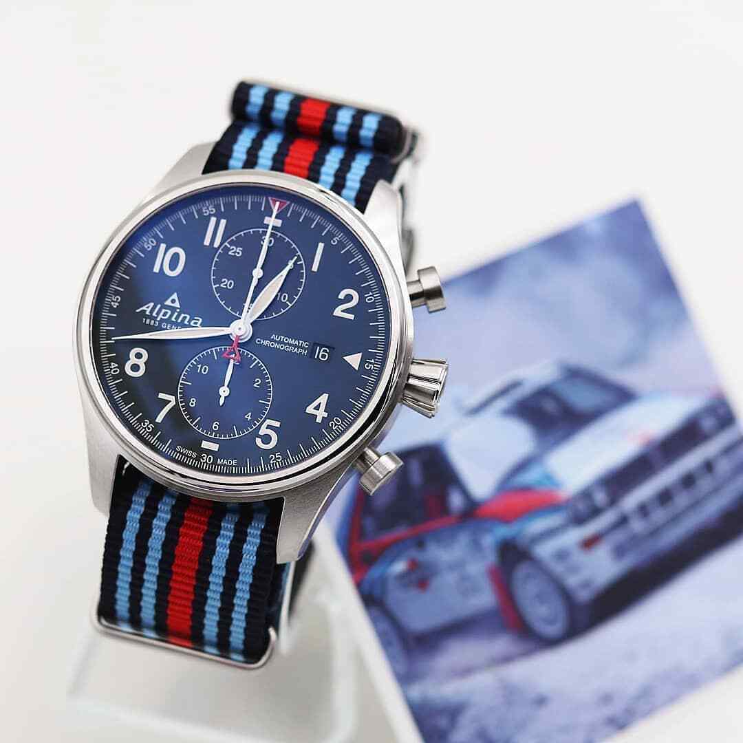 One-Piece Martini Inspired Lancia Rally Racing Colors Strap Nylon Watch Band