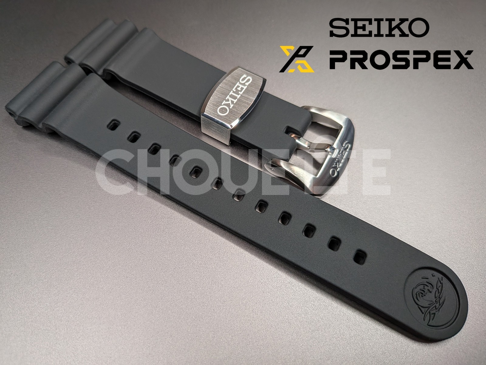 Seiko Prospex SRP777 SBDY095 SRPE07 22mm Black Silicone Watch Strap with PINS