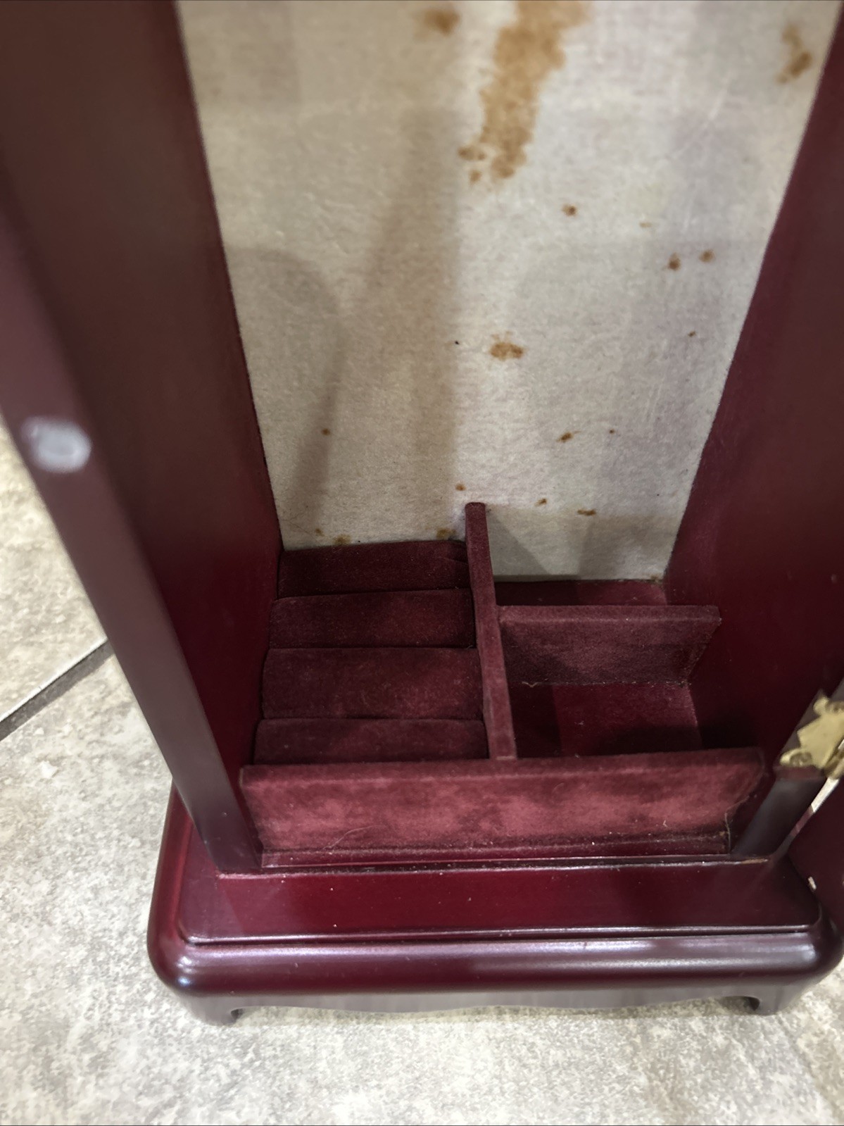 90s Vintage Glass Wood Jewelry Cabinet Box Case