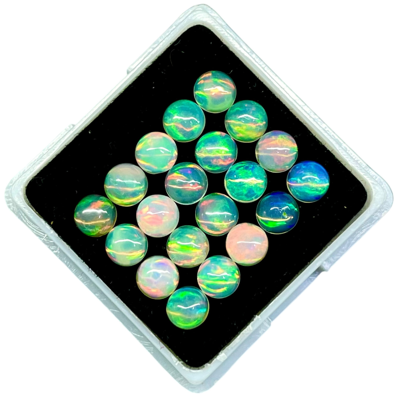 20 Pcs Natural Ethiopian Opal 4.3mm Round Flashy Loose Cabochon Gemstones Lot