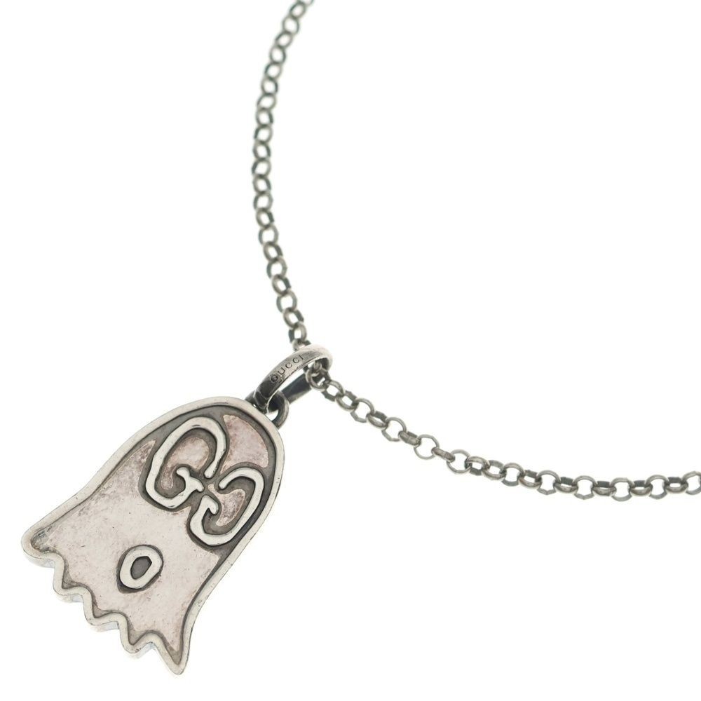 GUCCI Ghost GG Logo Chain Necklace Silver 925 51cm Women’s Box Japan