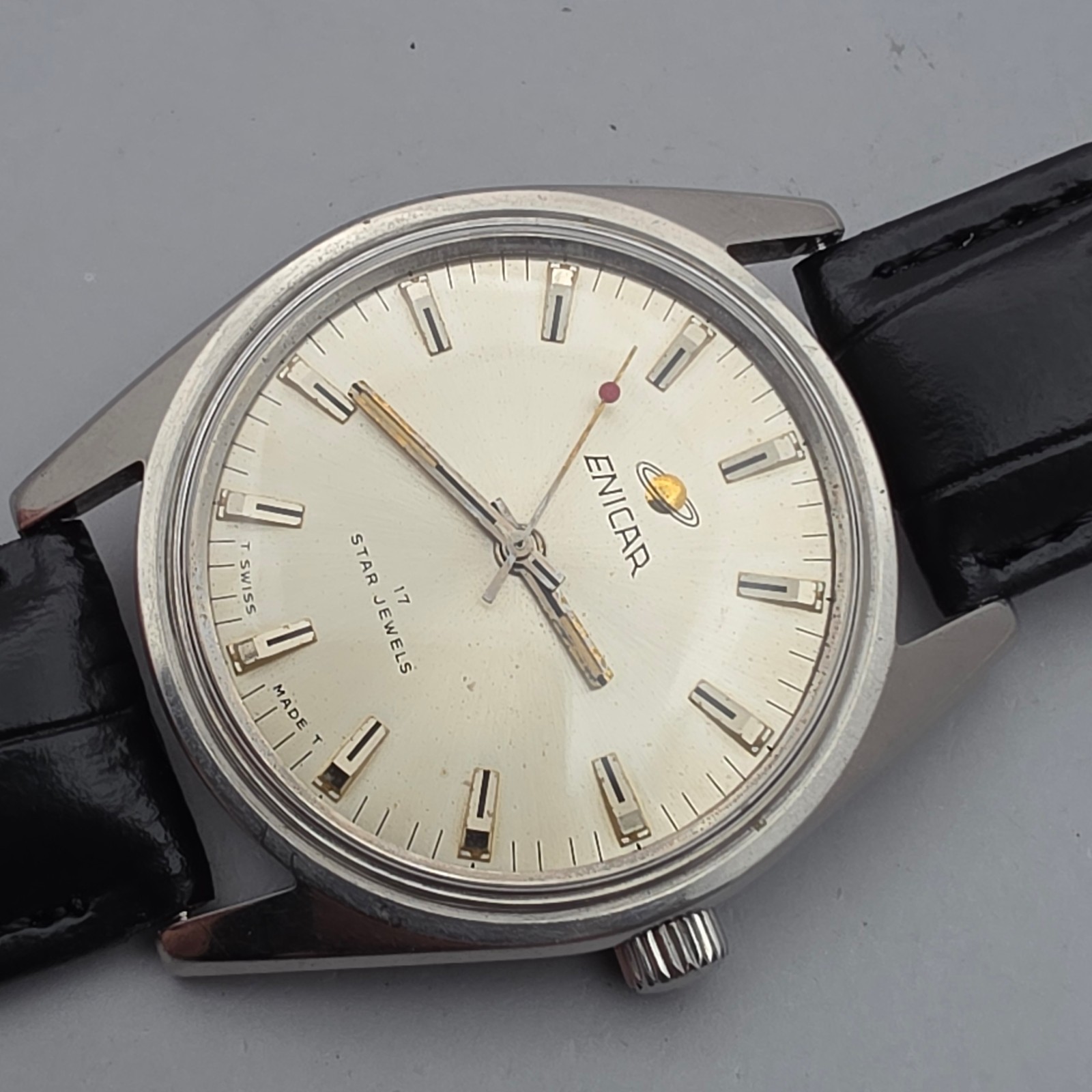 Vintage ENICAR Ocean Pearl men’s manual wind watch AR-160 swiss made 1970s