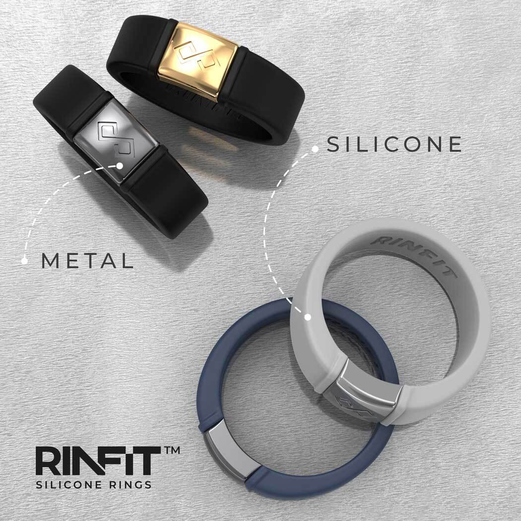 Rinfit Silicone Wedding Ring Sets for Couples – Him and Her Metal Infinity Rings