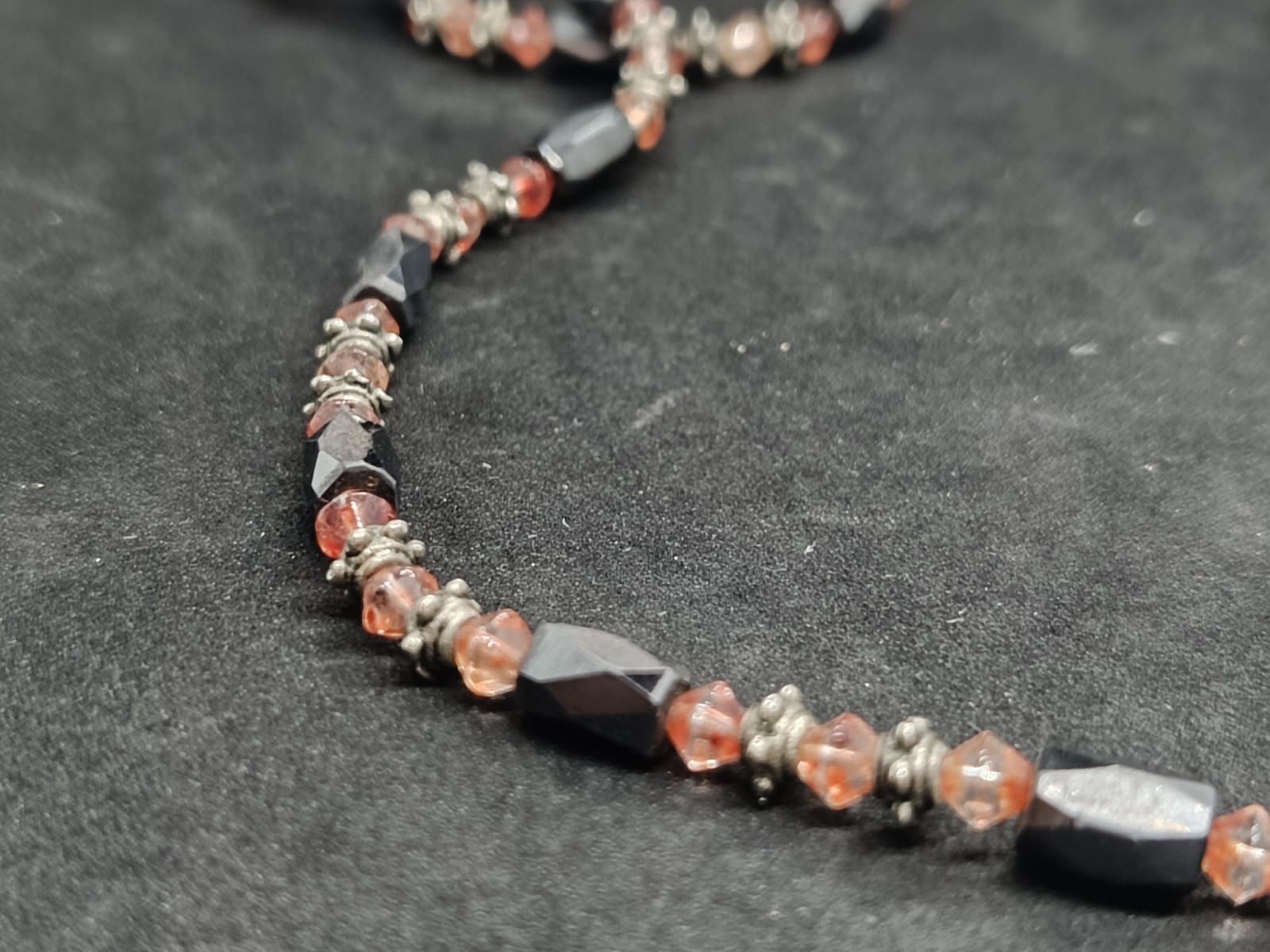 Vintage 1970s French Sautoir Necklace with Faceted Beads and Magnetic…