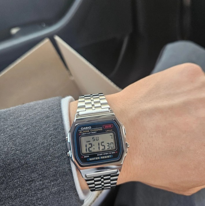 CASIO A159WA-N1 Classic Digital Watch Unisex Stainless Steel Quartz Wristwatch