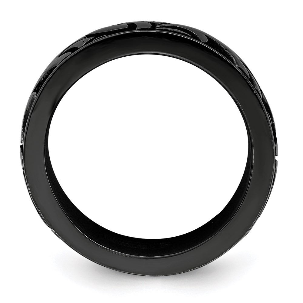 Black Titanium Casted Design 7mm Band Ring Size 10 for Men’s