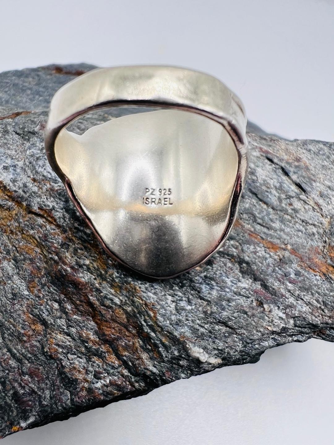 925 Silver PZ PAZ Israel Nora Hammered Saddle Cigar Band Ring Size 9