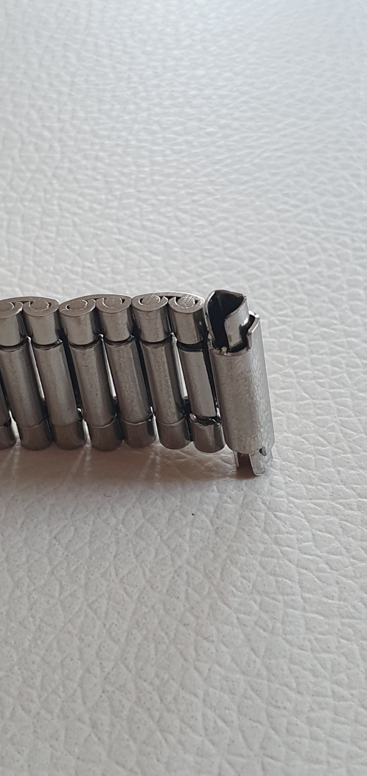 NOS Vintage Stainless Steel Coffin Link Watch Band 16-20mm Telescopic Bracelet