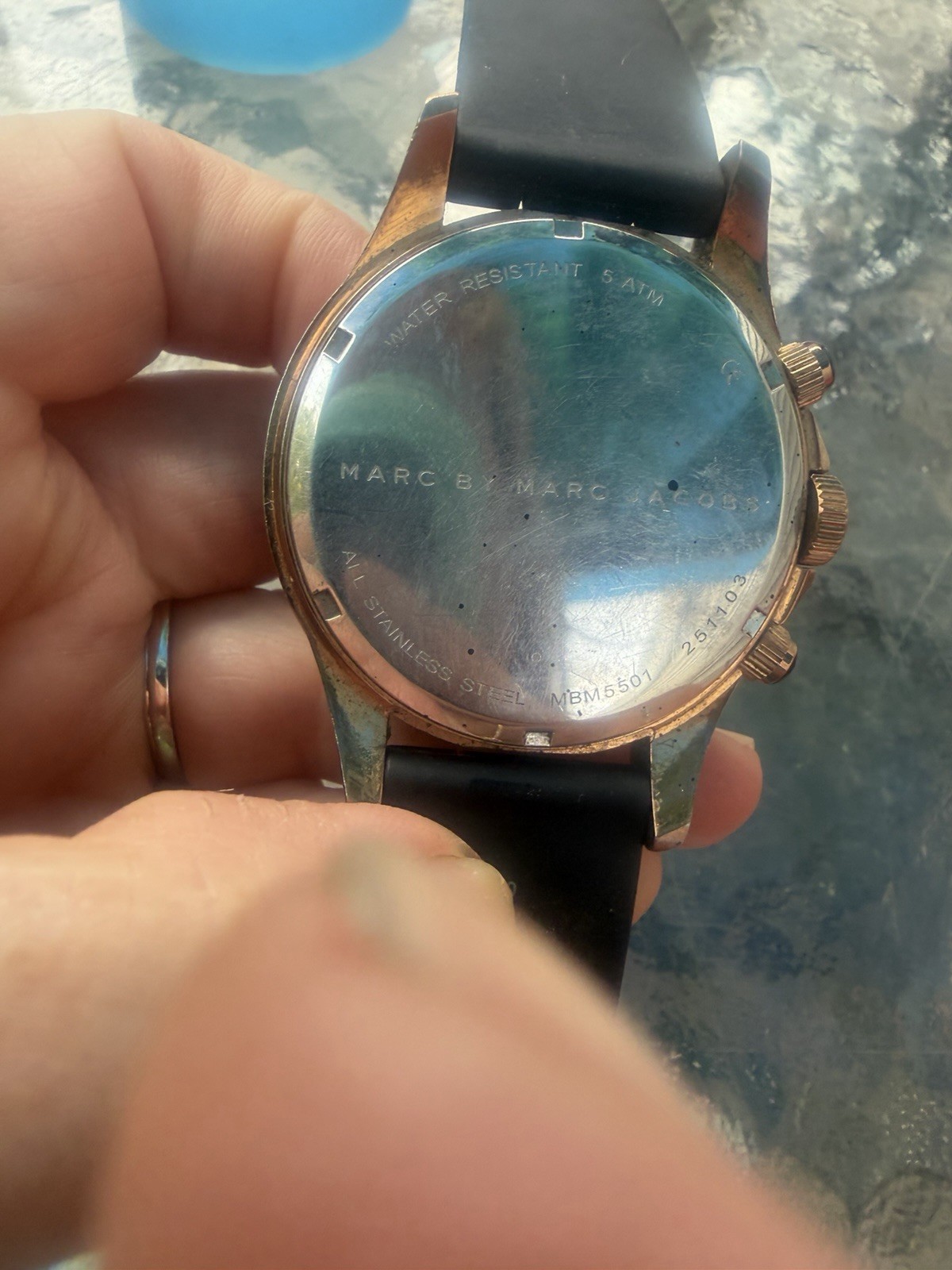 Marc by Marc Jacobs All Stainless Steel Watch In Rose Gold and Black