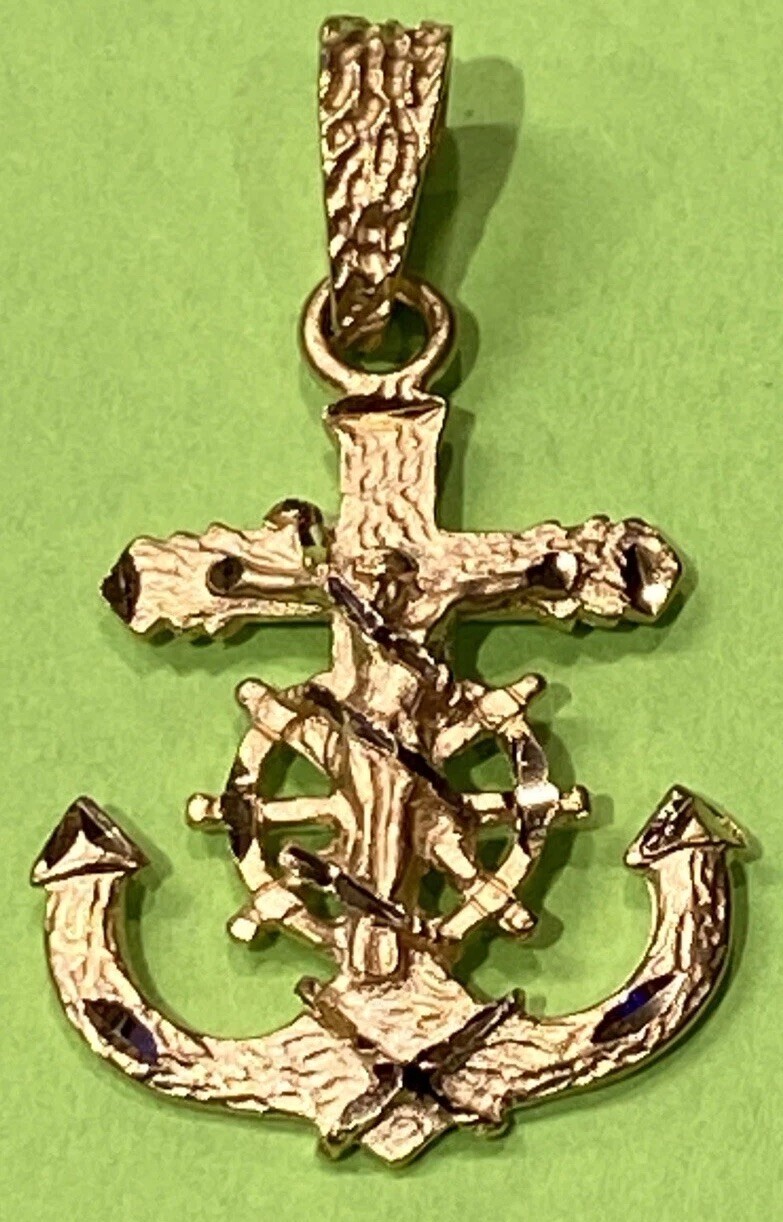 14k Gold Seamans Fisherman’s Anchor Cross by Michael Anthony 3.2 GRAMS