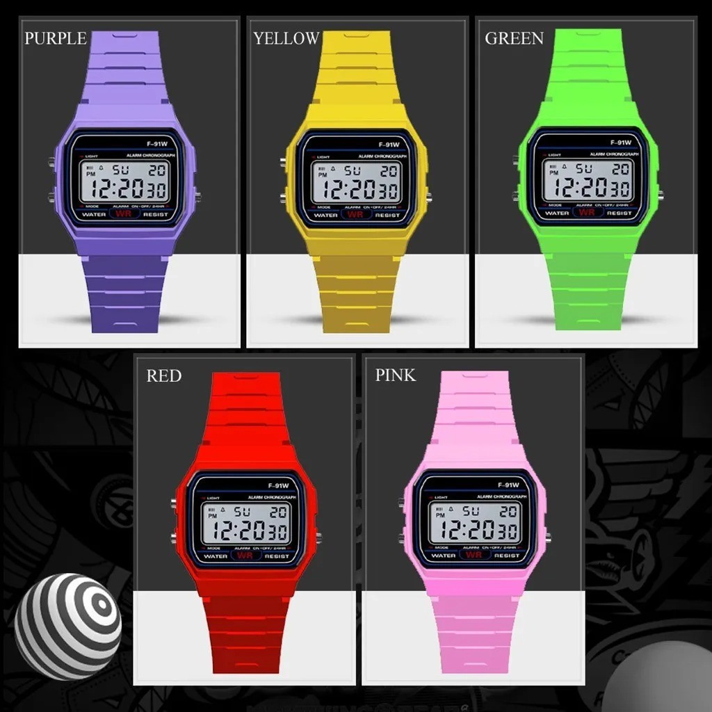 F-91W Style Digital Watch Men Women Unisex Retro Sport Stopwatch Alarm Lig