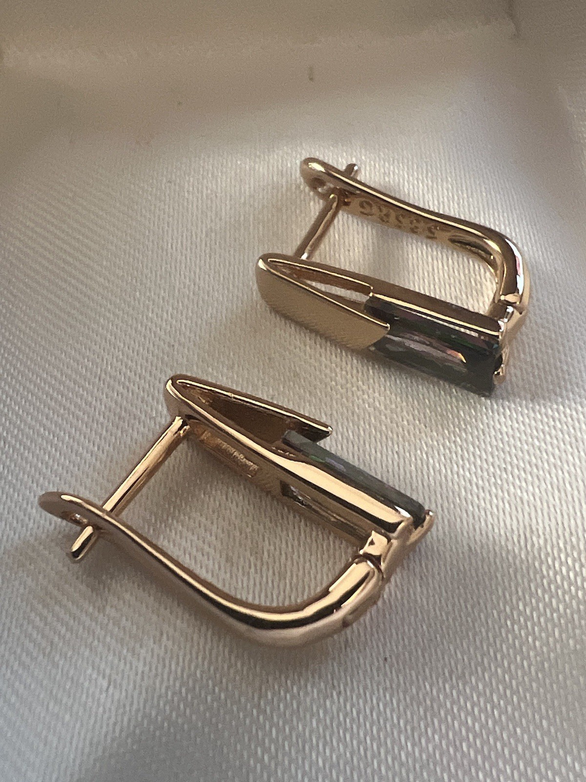 14k Rose Gold Plated Mystical Topaz Post English Lock Earrings