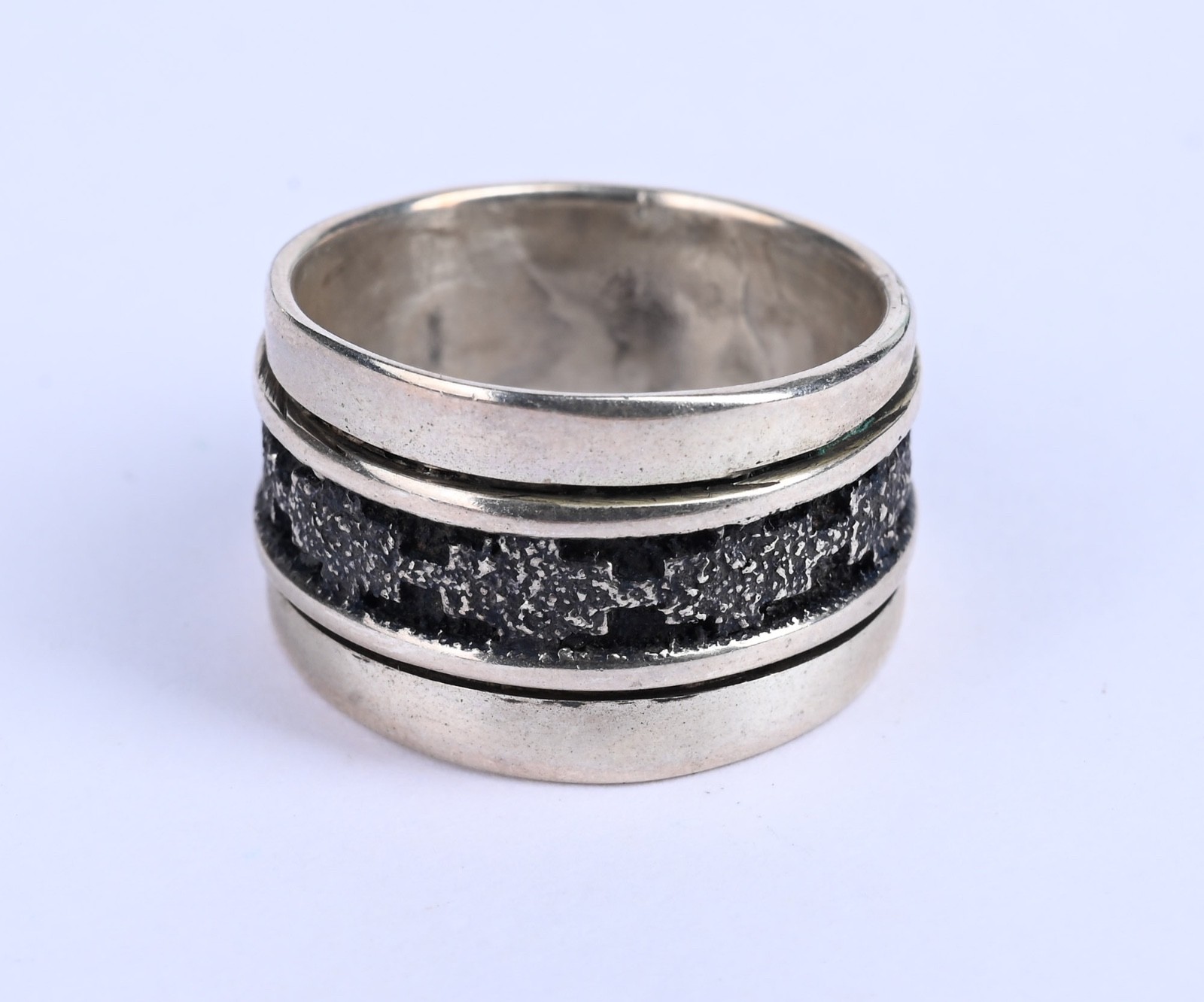 Southwest Sterling Silver Textured Wide Band Ring Size 7 7.83g