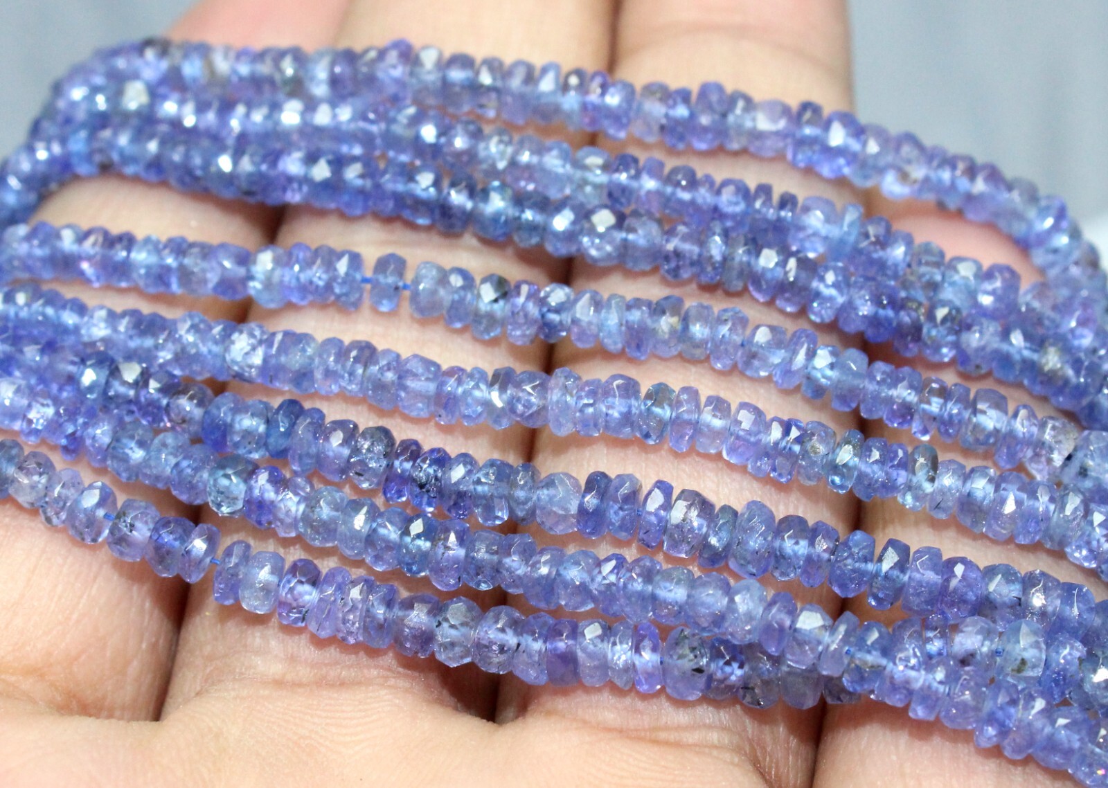 AAA Natural Tanzanite Faceted Rondelle 3-4mm Gemstone Beads 13 Inch Long