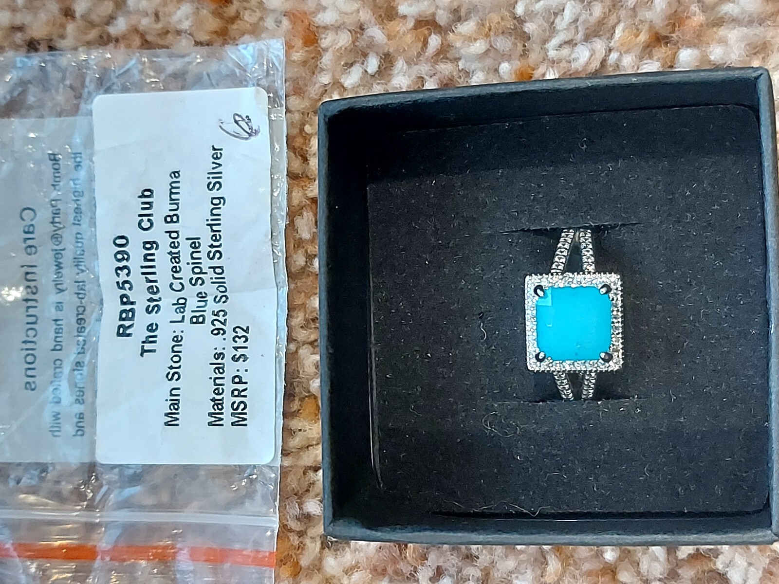 BP Lab Created Burna Blue Spinel Ring Size 6